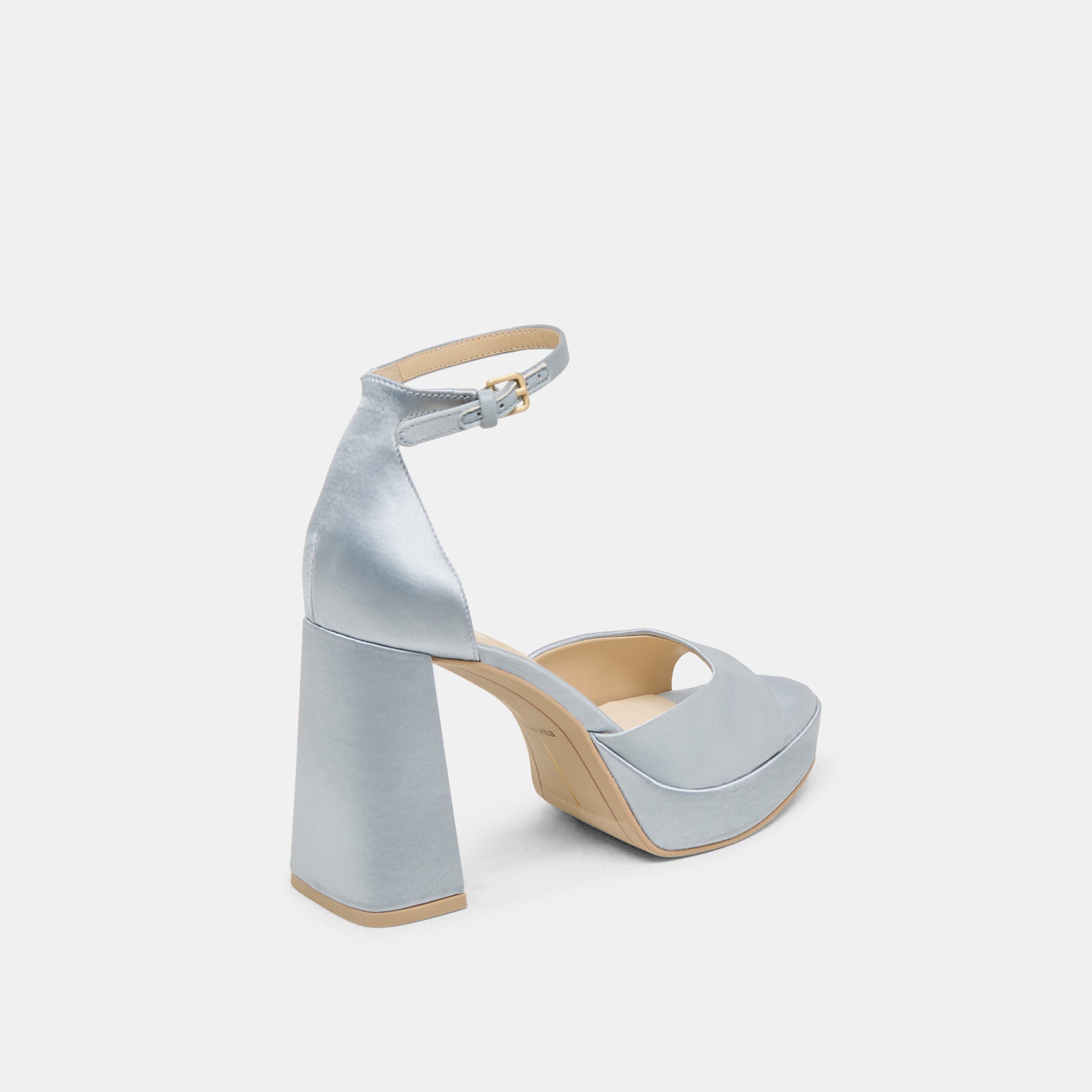PANDRO HEELS LIGHT BLUE SATIN