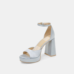PANDRO HEELS LIGHT BLUE SATIN