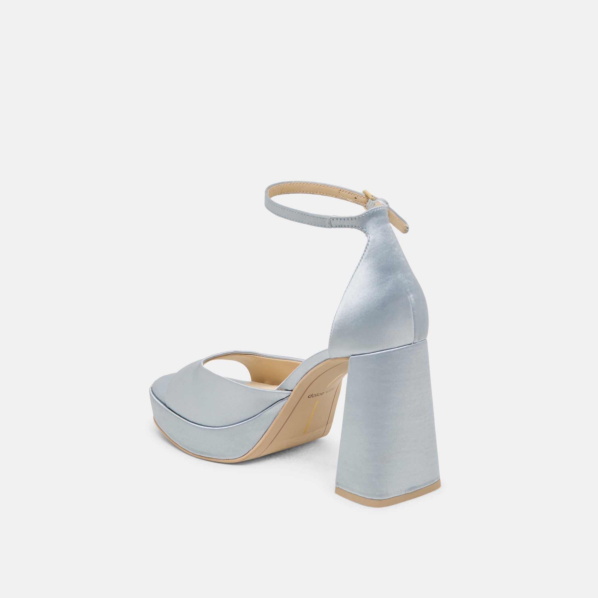 PANDRO HEELS LIGHT BLUE SATIN