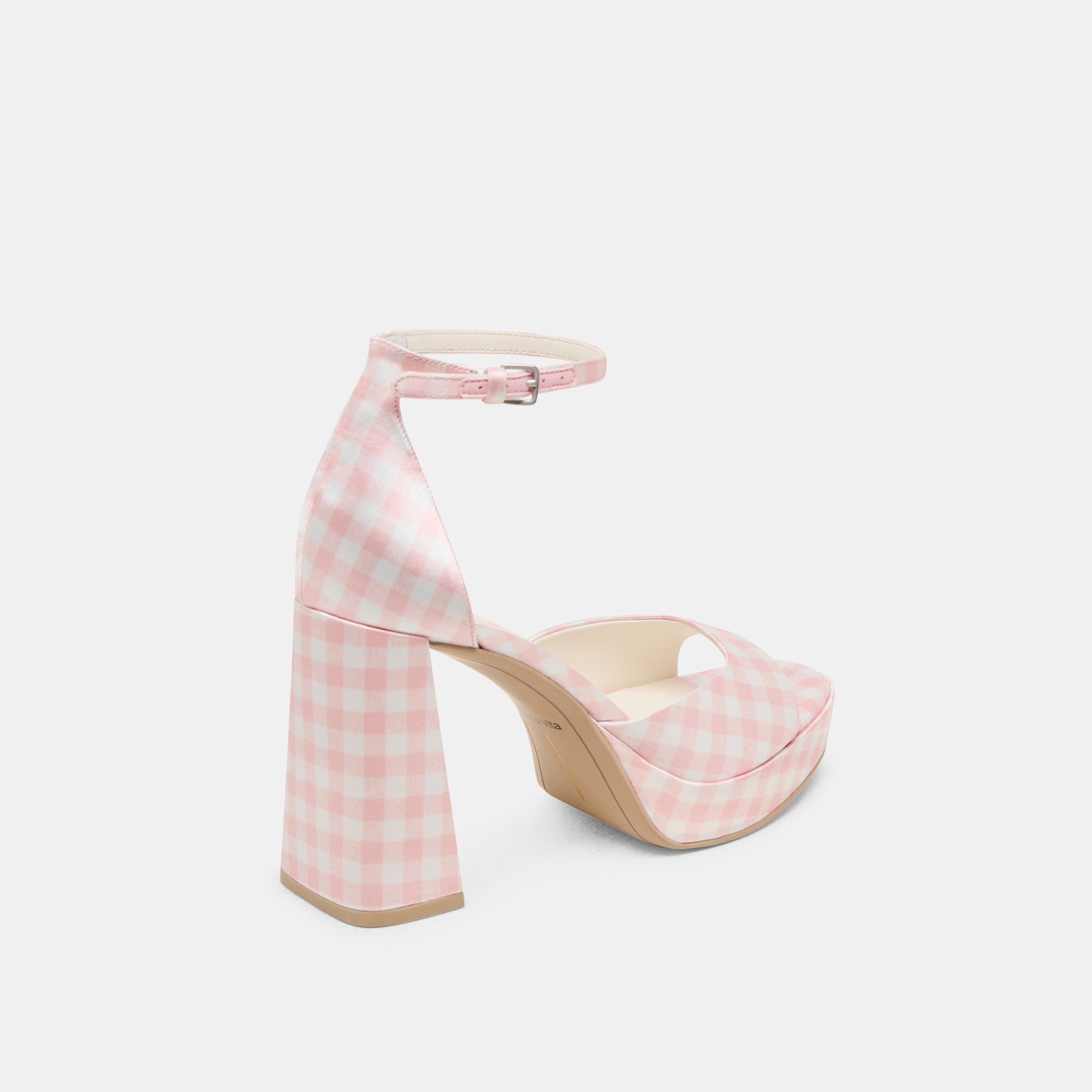 PANDRO X BYRDIE GOLF WIDE HEELS PINK PLAID GINGHAM