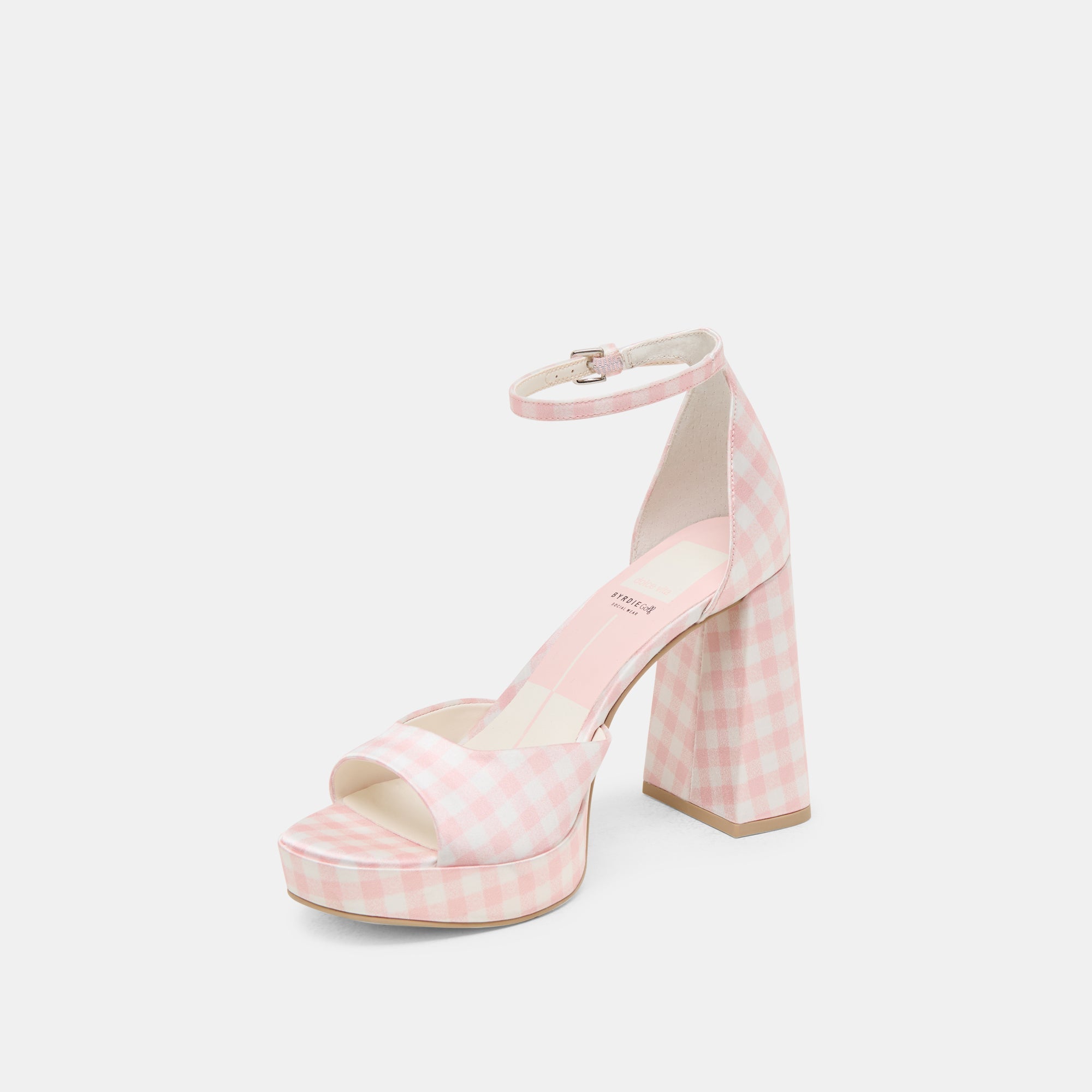 PANDRO X BYRDIE GOLF HEELS PINK PLAID GINGHAM