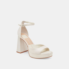 PANDRO WIDE HEELS WHITE SATIN