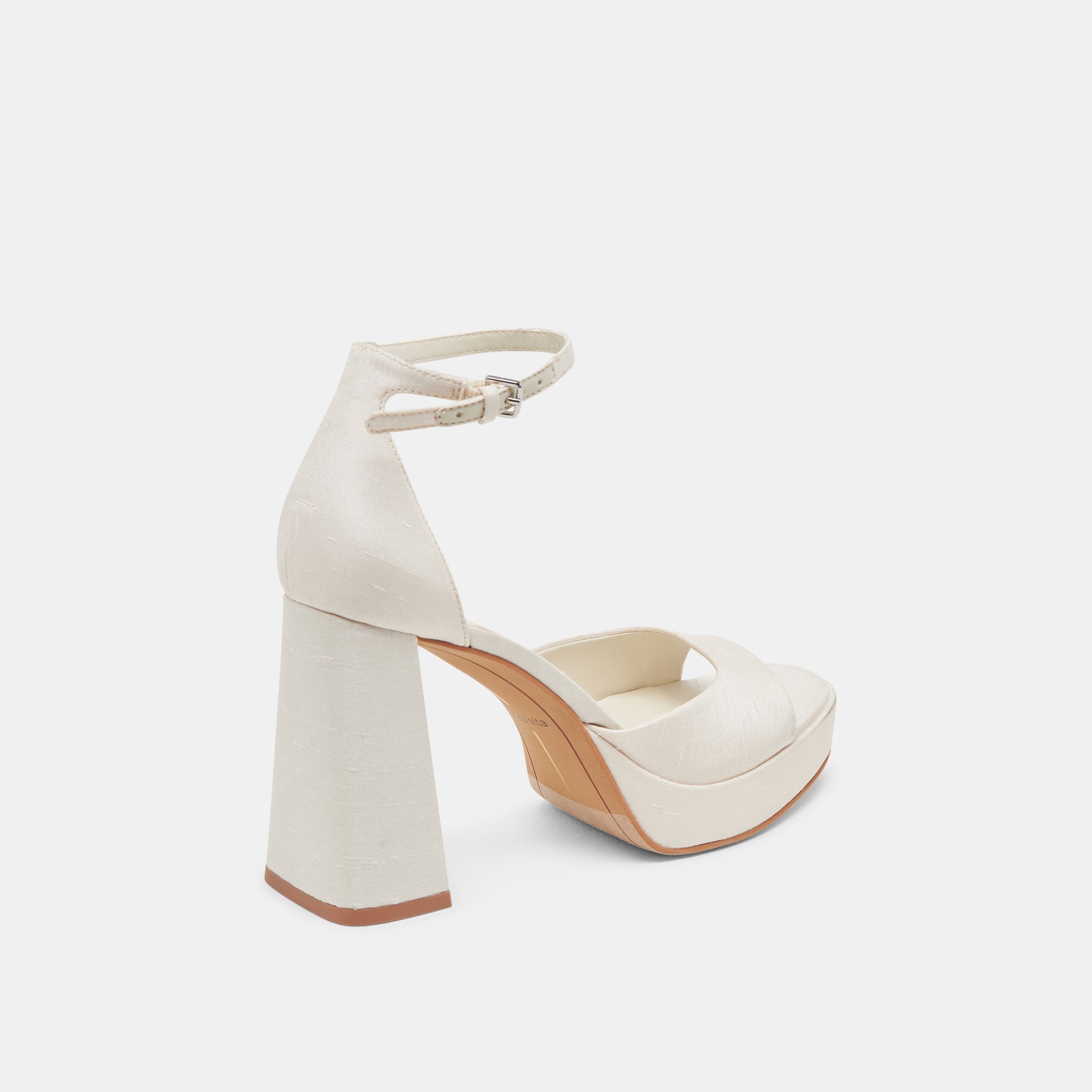 PANDRO WIDE HEELS WHITE SATIN