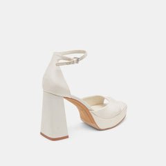 PANDRO WIDE HEELS WHITE SATIN