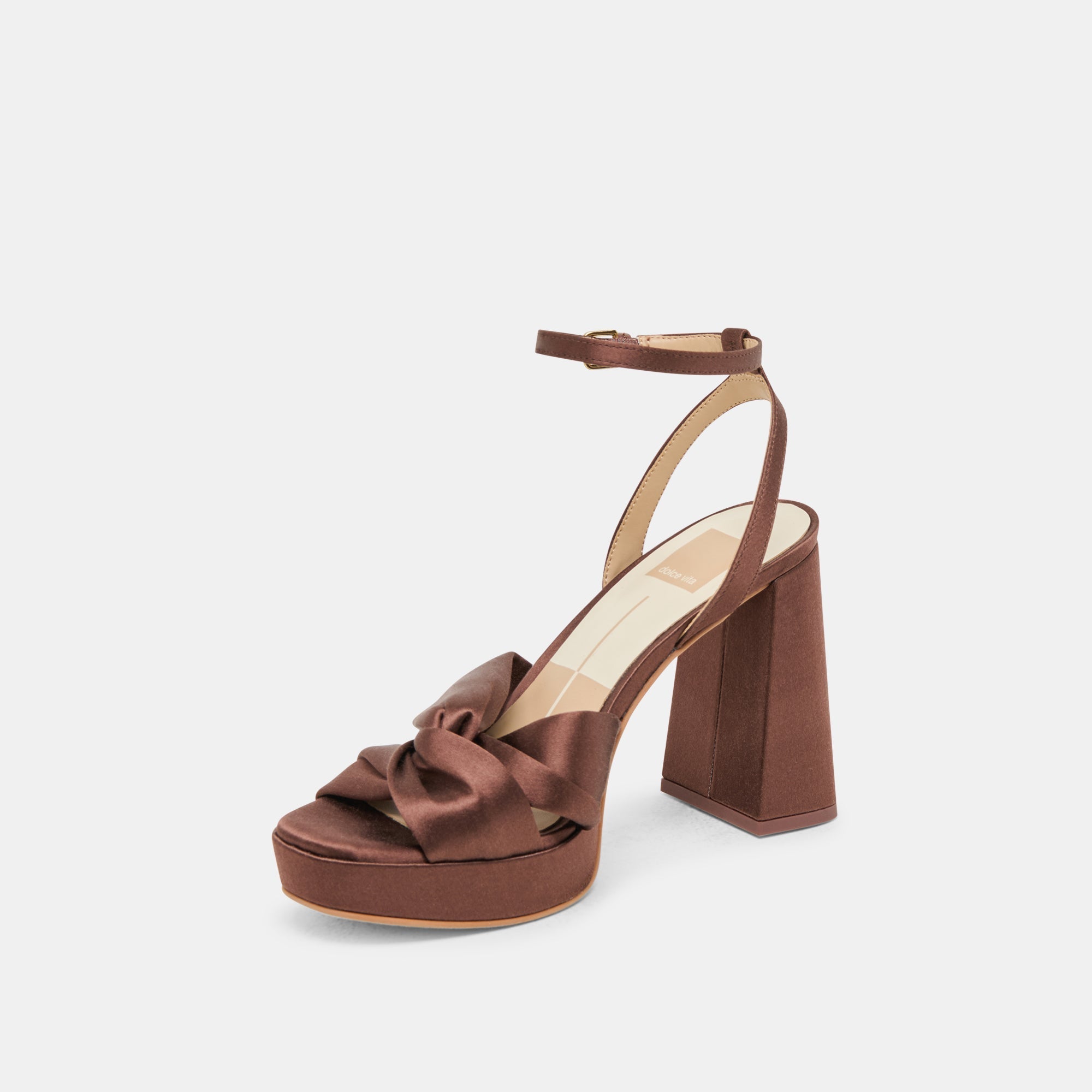 PARLO HEELS MID BROWN SATIN
