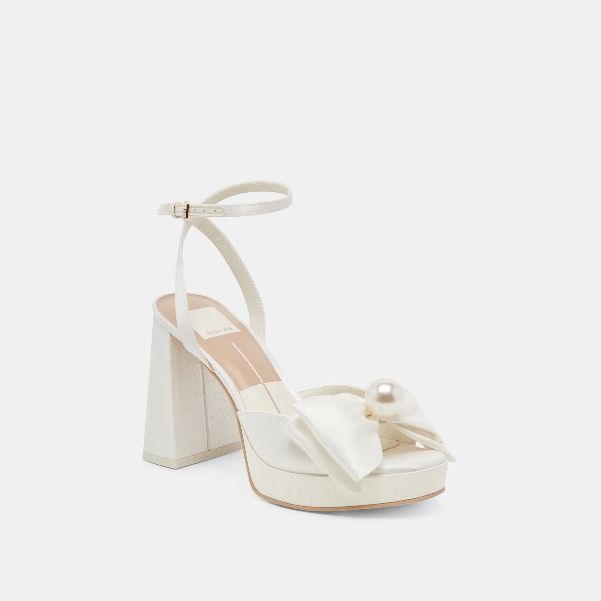 PATTON WIDE HEELS IVORY SATIN
