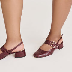 PATZY HEELS OXBLOOD EMBOSSED LEATHER