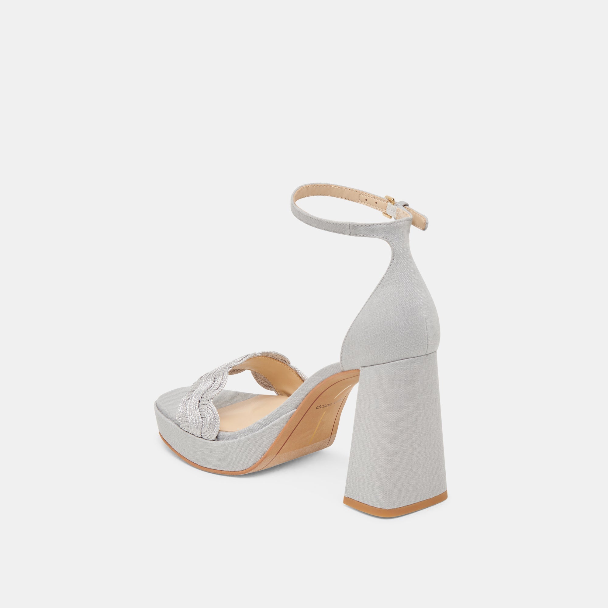 PELTIN HEELS GREY WOVEN RAFFIA