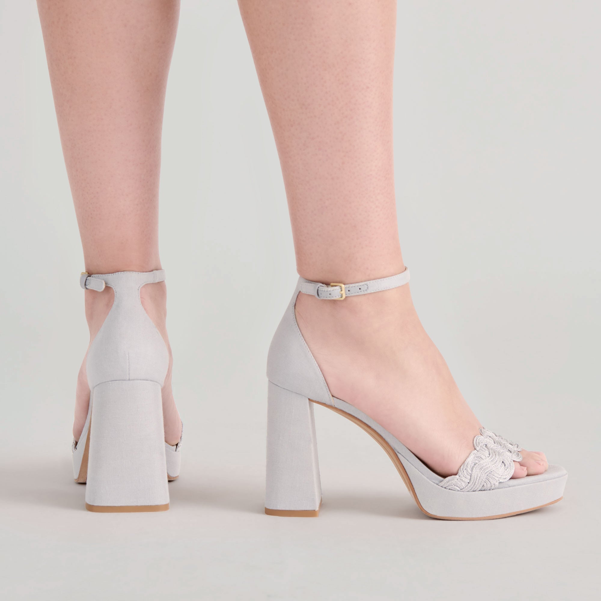 PELTIN HEELS GREY WOVEN RAFFIA