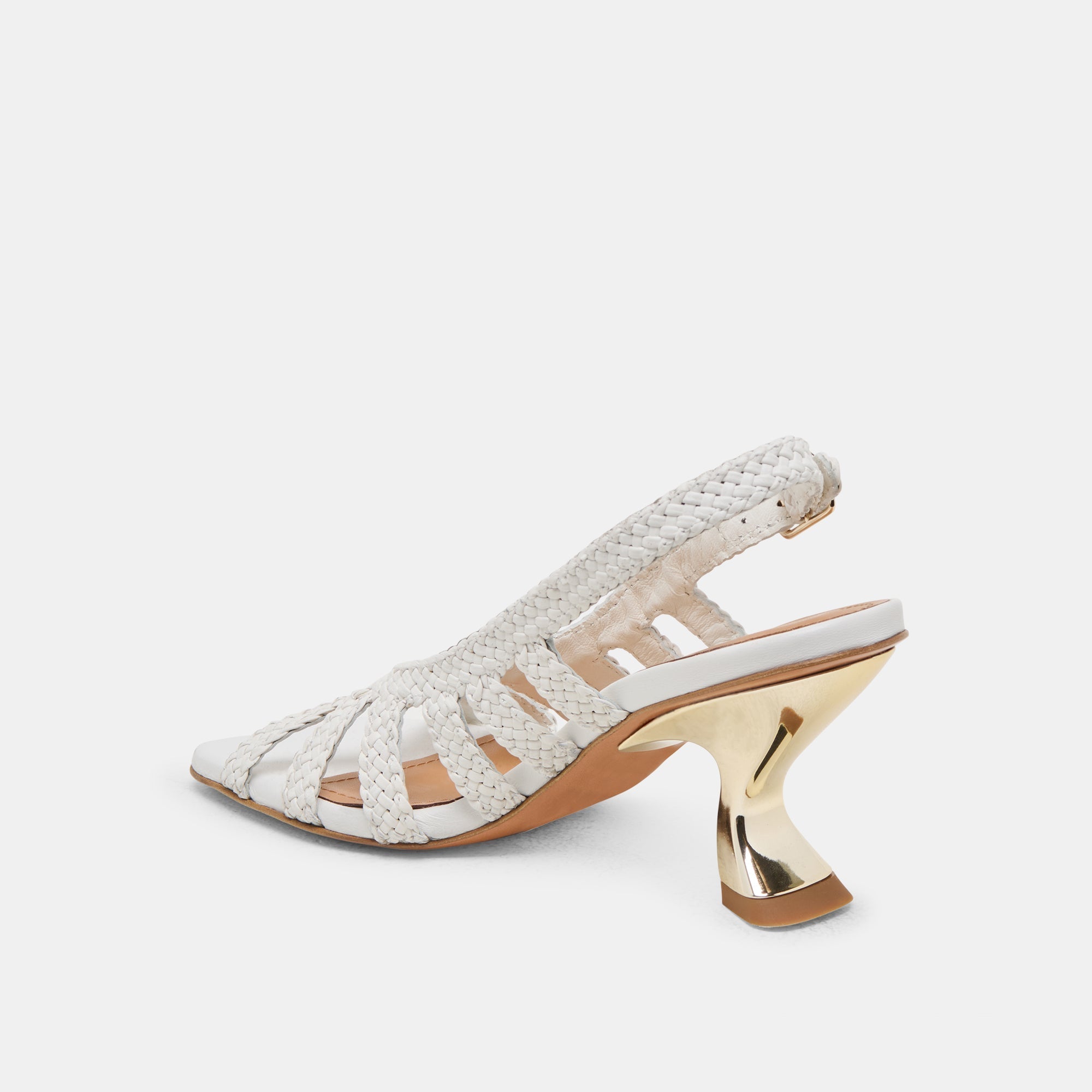 SICILY HEELS WHITE WOVEN LEATHER