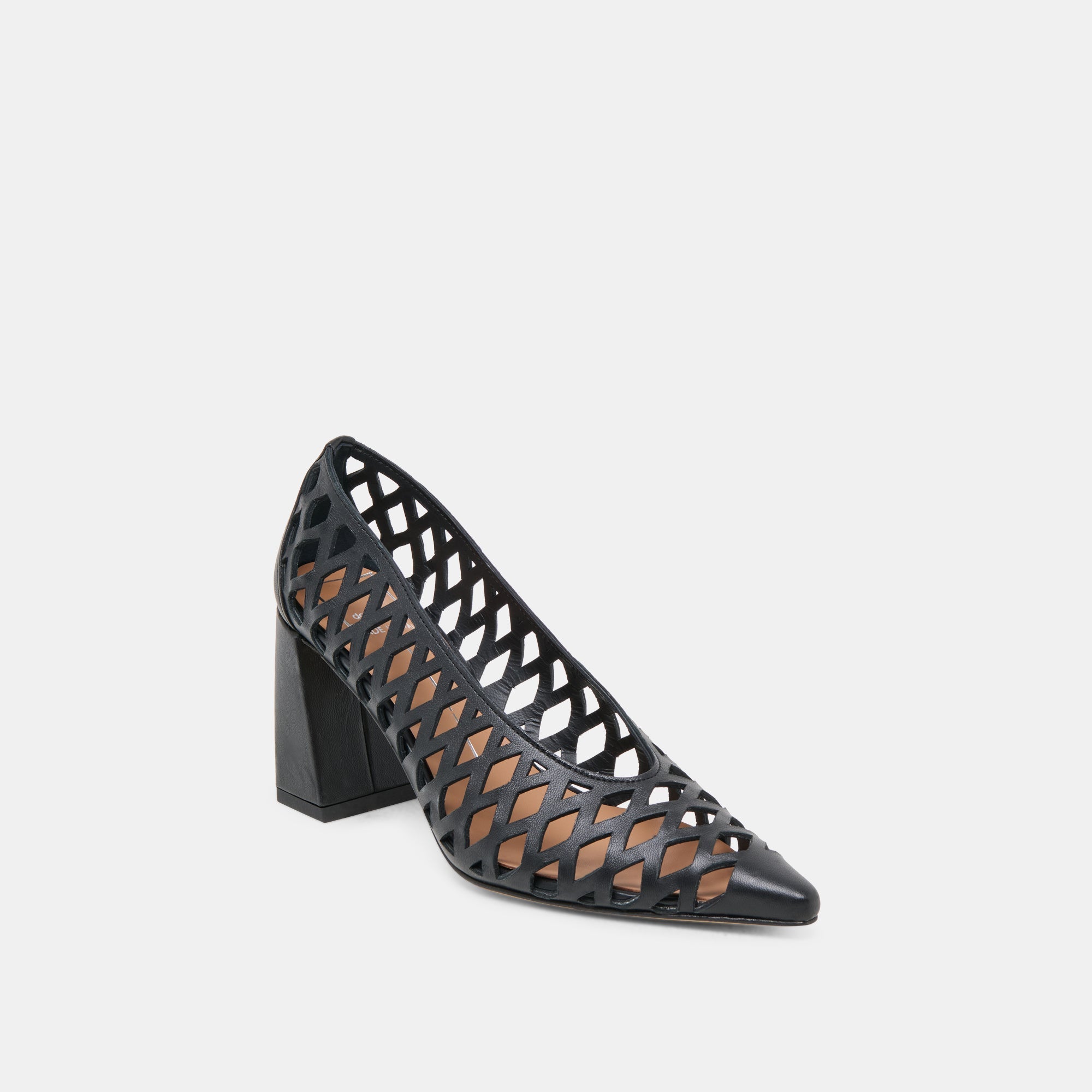TANYA HEELS BLACK WOVEN LEATHER