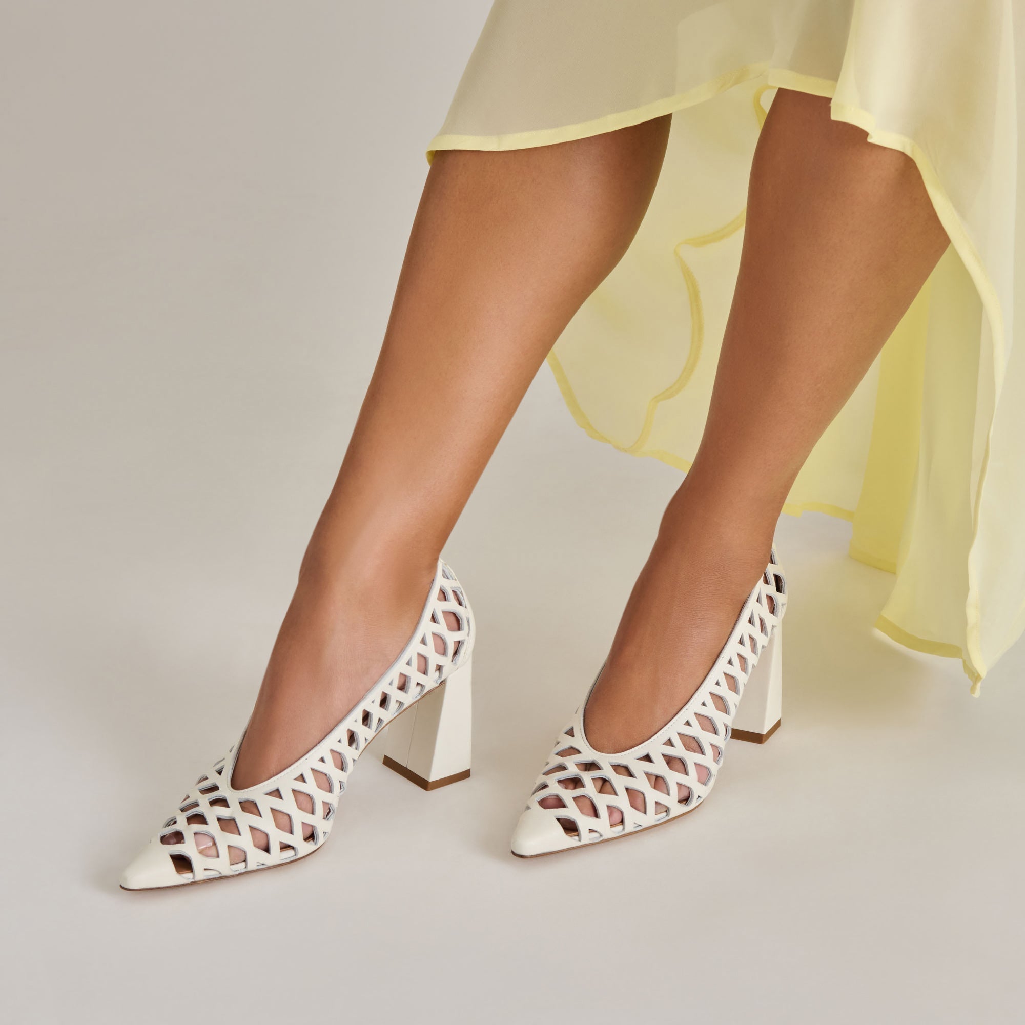 TANYA HEELS BONE WOVEN LEATHER