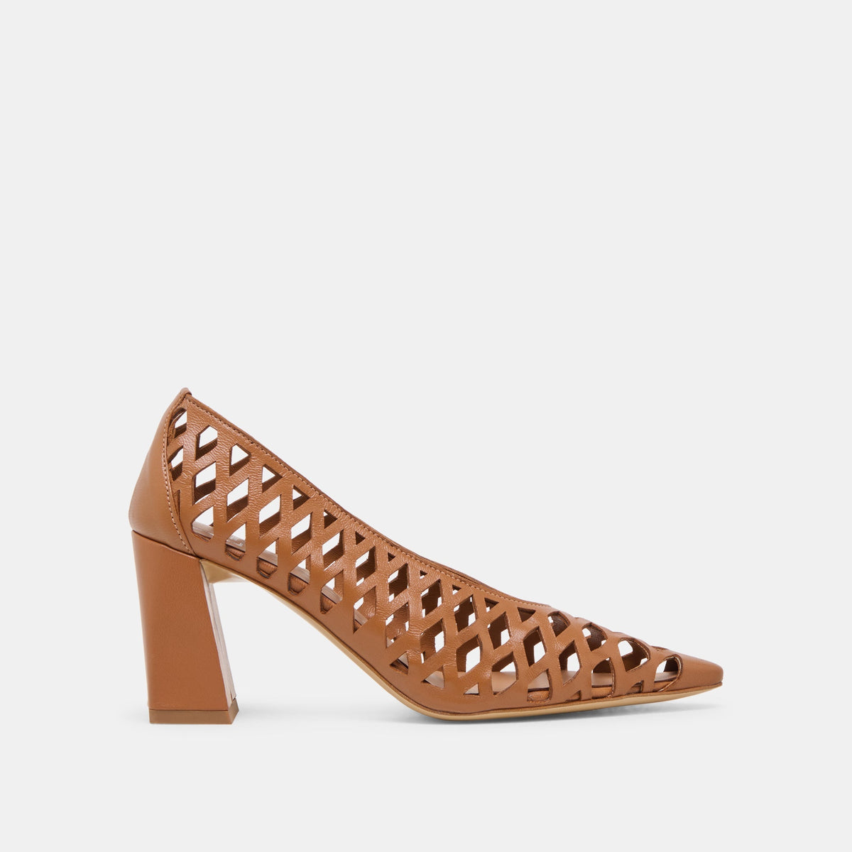 TANYA HEELS COGNAC WOVEN LEATHER
