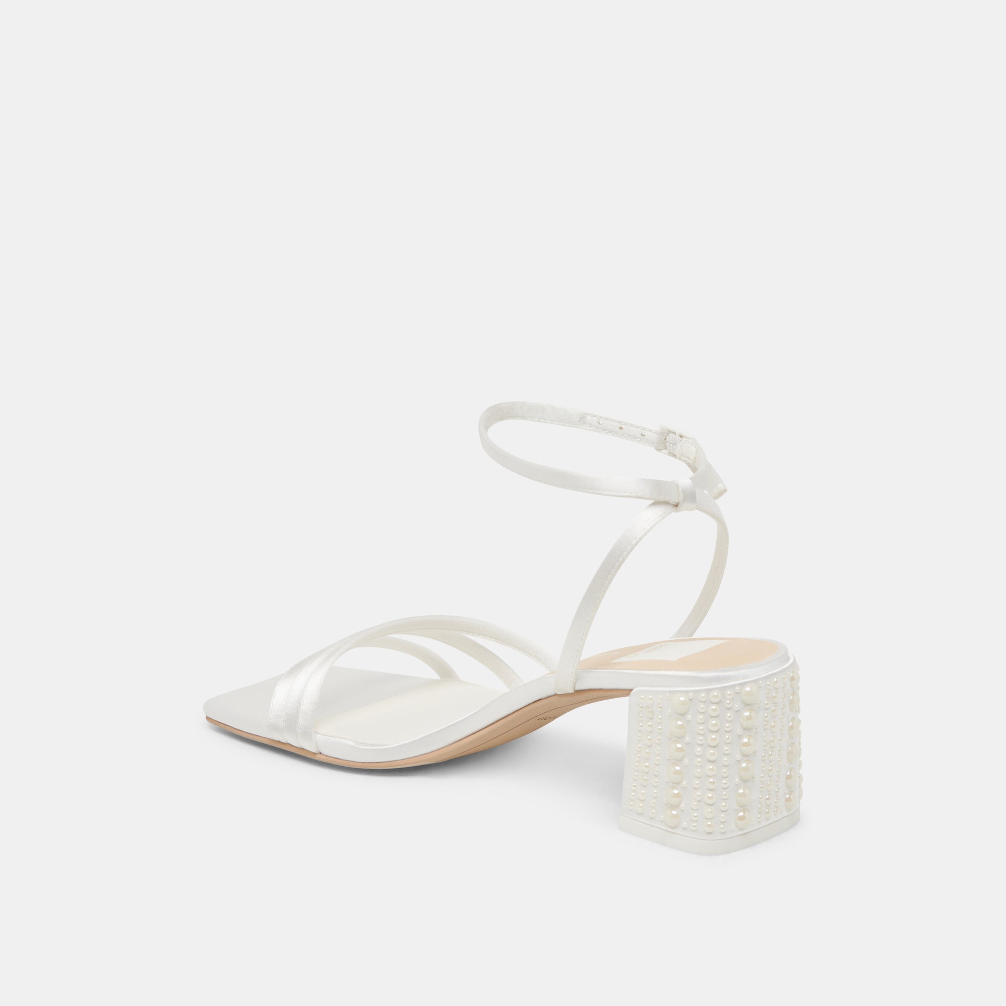 YSABEL PEARL HEELS TRUE WHITE SATIN