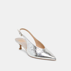 ALENNA HEELS SILVER DISTRESSED LEATHER
