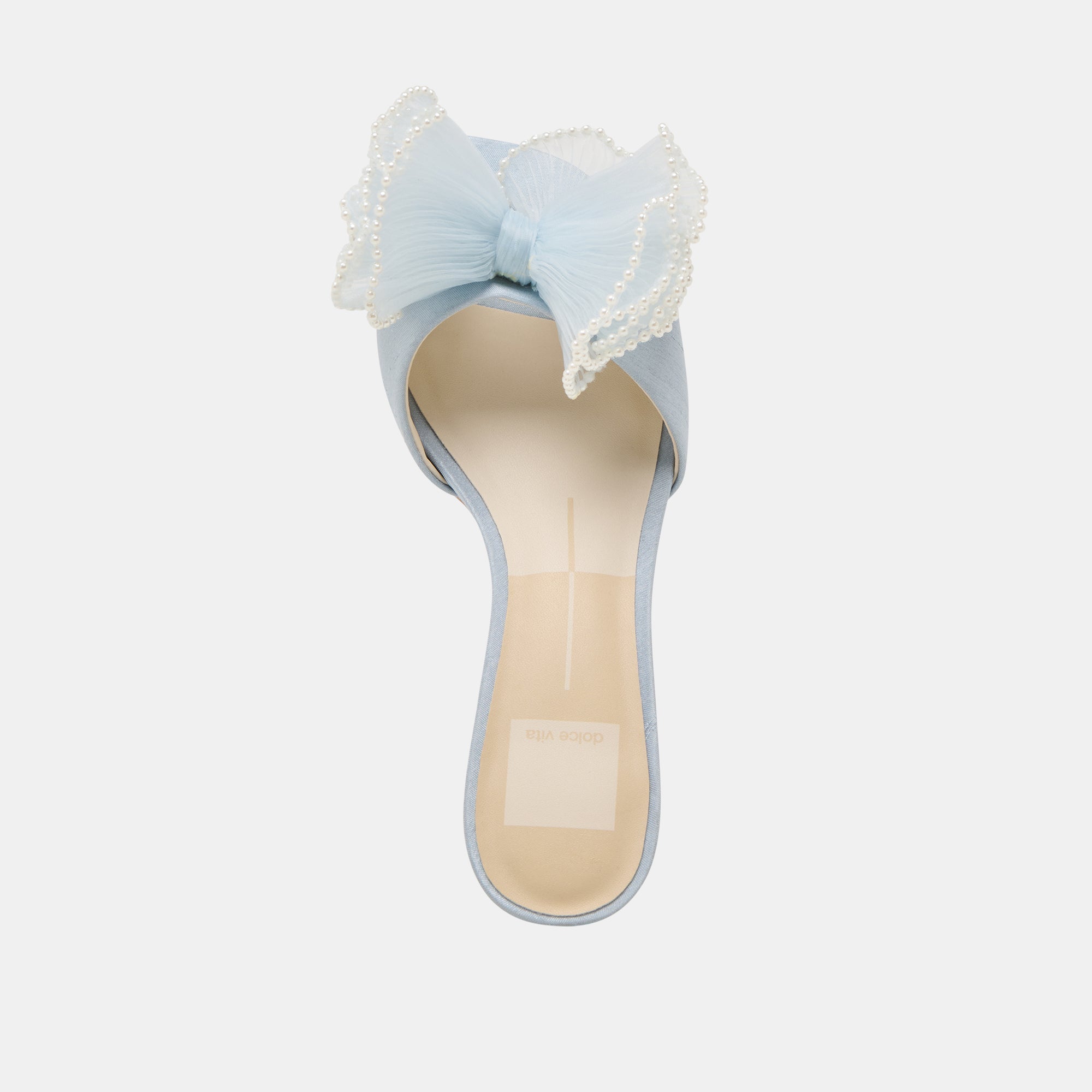 NARITA PEARL HEELS LIGHT BLUE SATIN