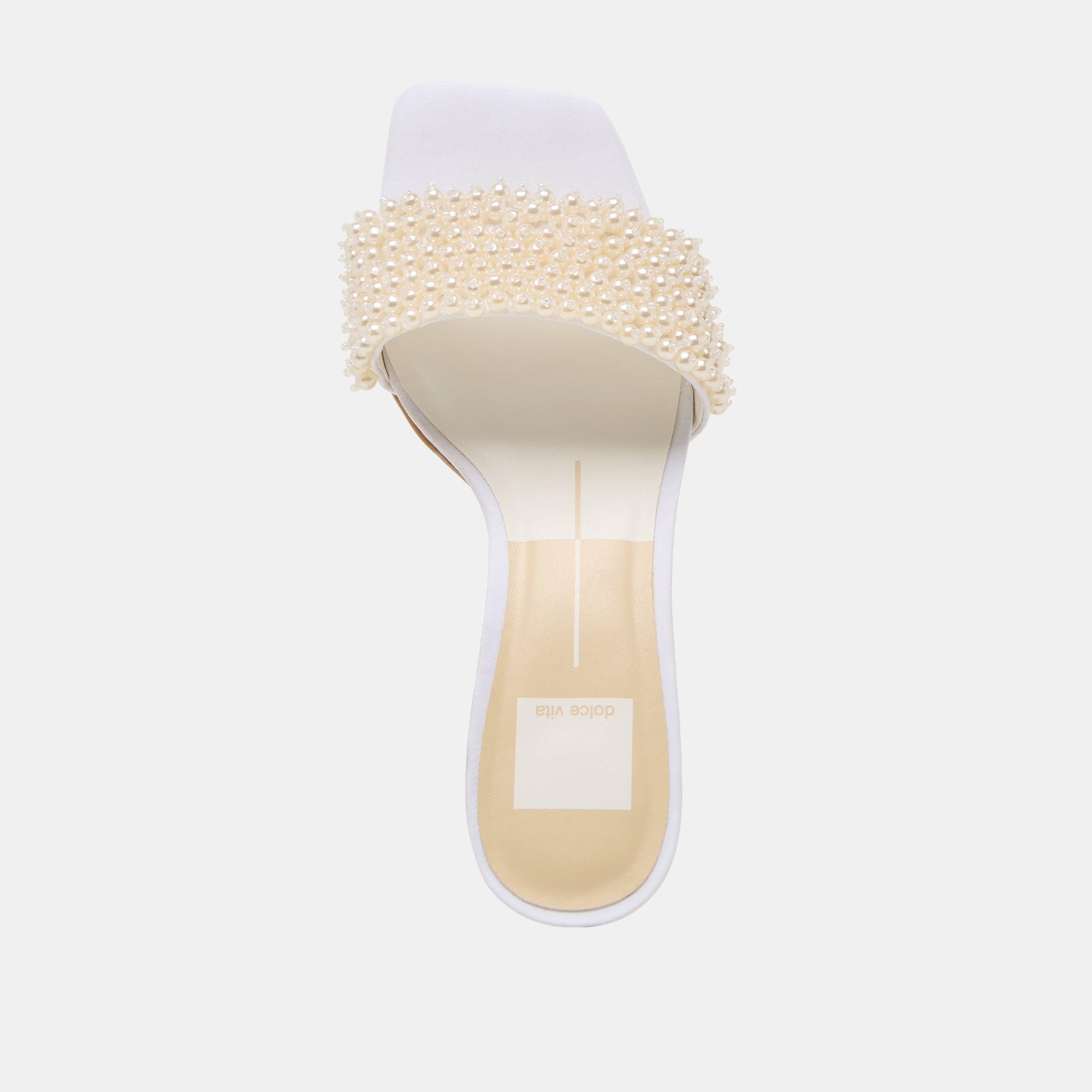 REXA PEARL HEELS OFF WHITE SATIN
