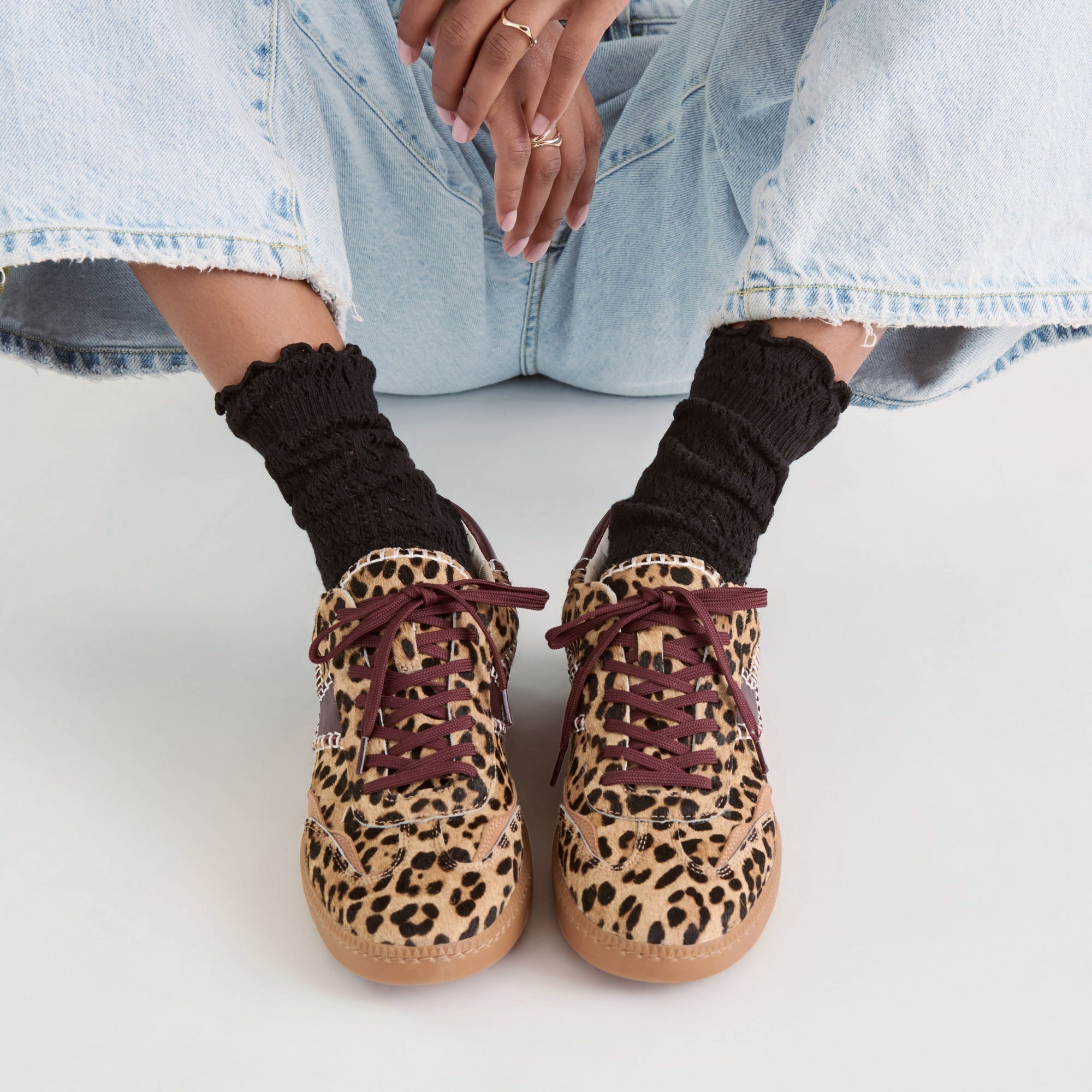 POINTELLE SOCKS BLACK