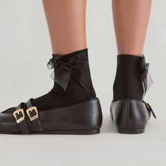 BOW ANKLET SOCKS BLACK