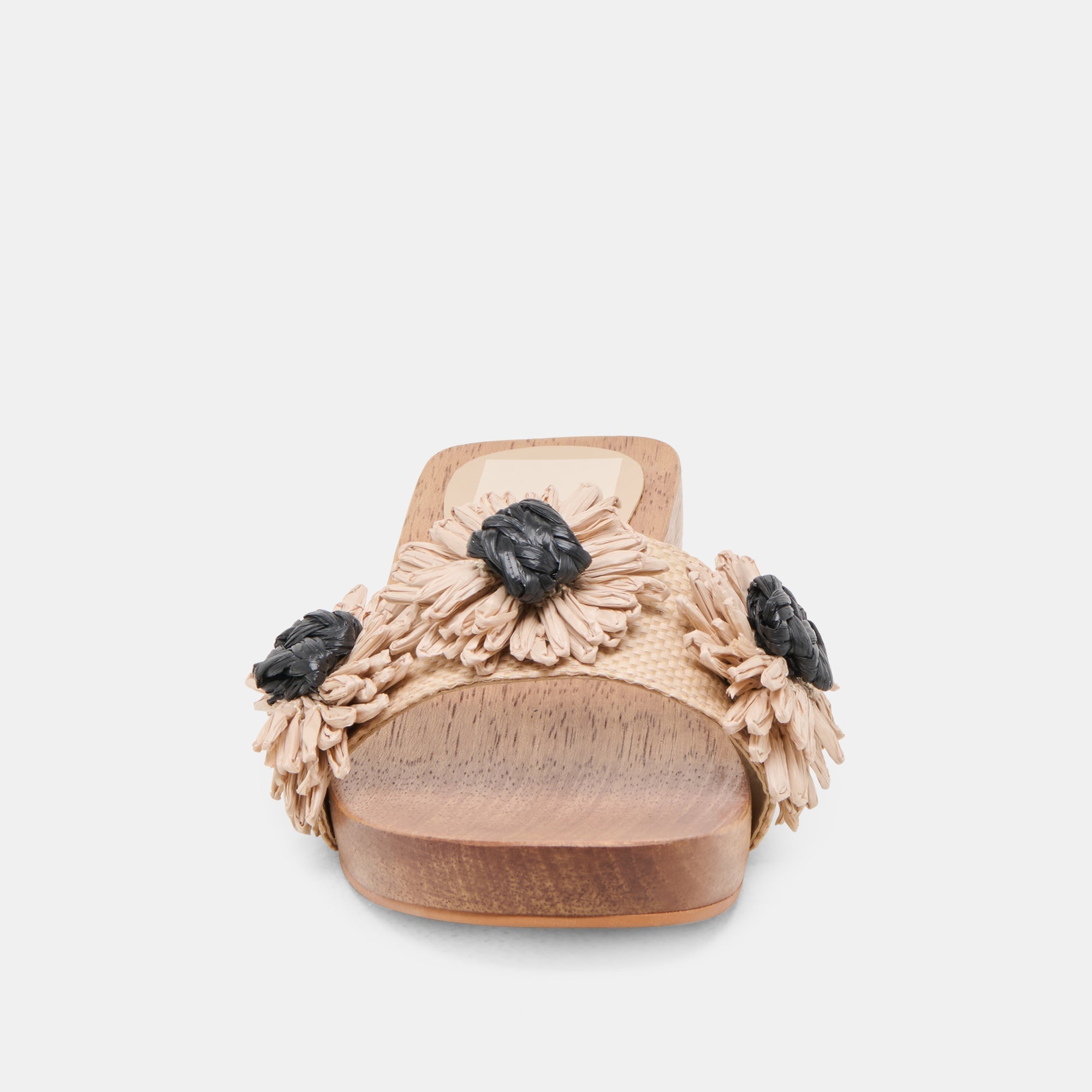 ARIENA SANDALS BLACK NATURAL FLORAL RAFFIA
