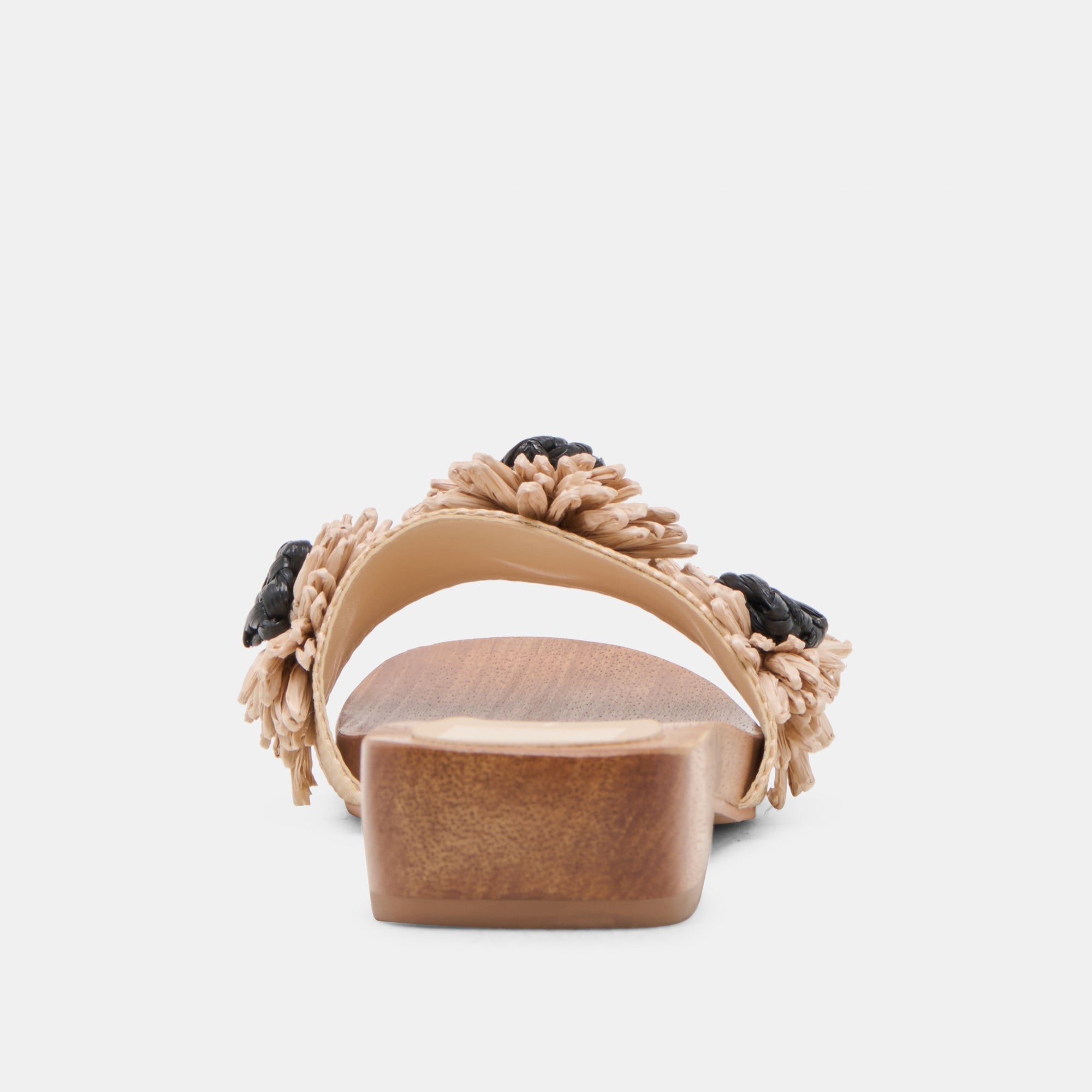 ARIENA SANDALS BLACK NATURAL FLORAL RAFFIA