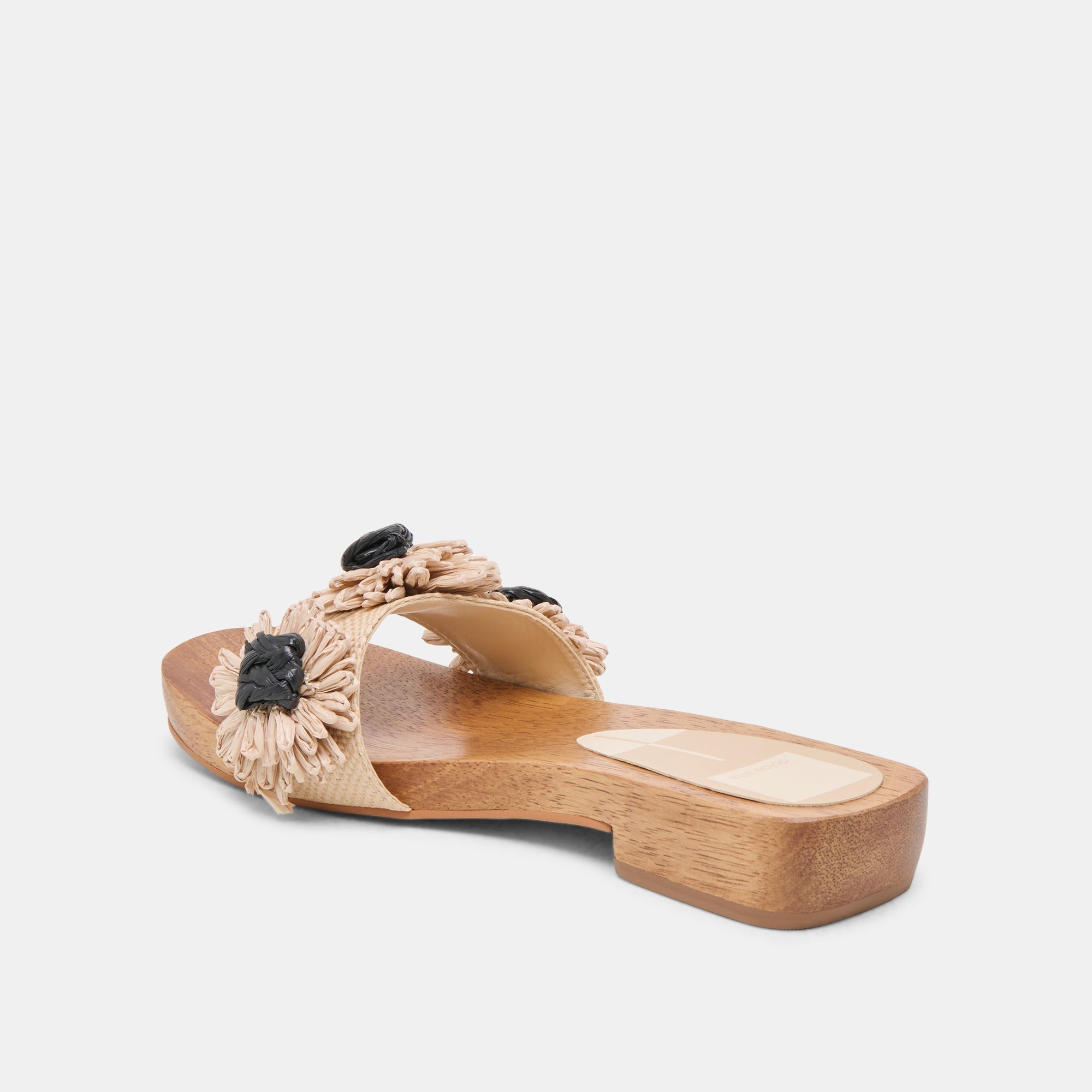 ARIENA SANDALS BLACK NATURAL FLORAL RAFFIA