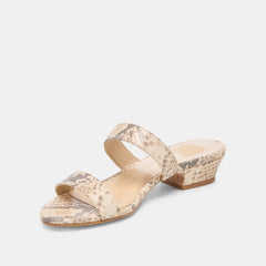 KAMILE SANDALS NATURAL SNAKE EMBOSSED LEATHER