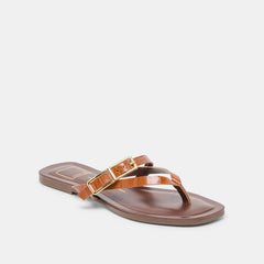 PIERS SANDALS COGNAC CROCO EMBOSSED LEATHER
