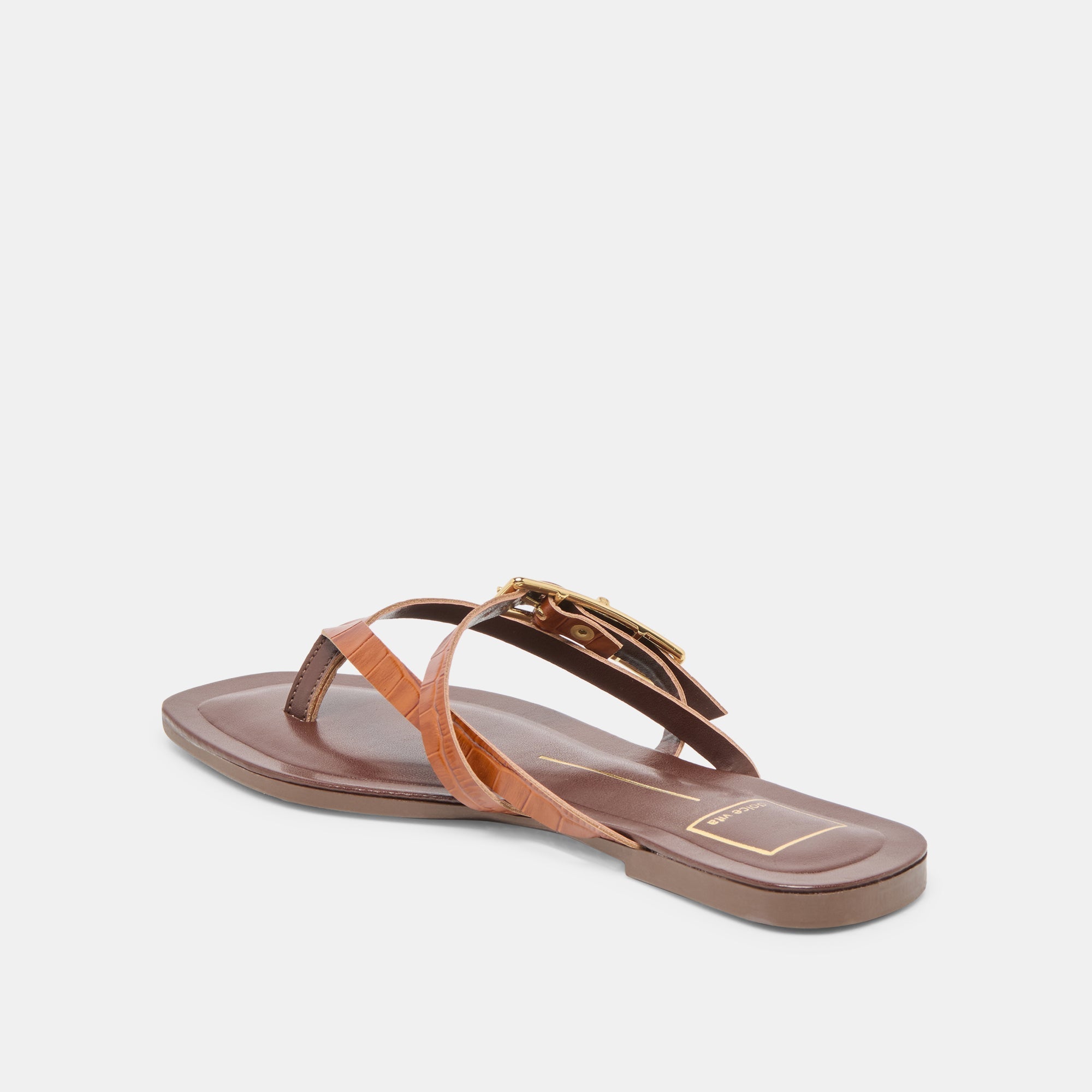 PIERS SANDALS COGNAC CROCO EMBOSSED LEATHER
