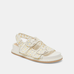 STUART FLORAL SANDALS WHITE YELLOW FLORAL MESH