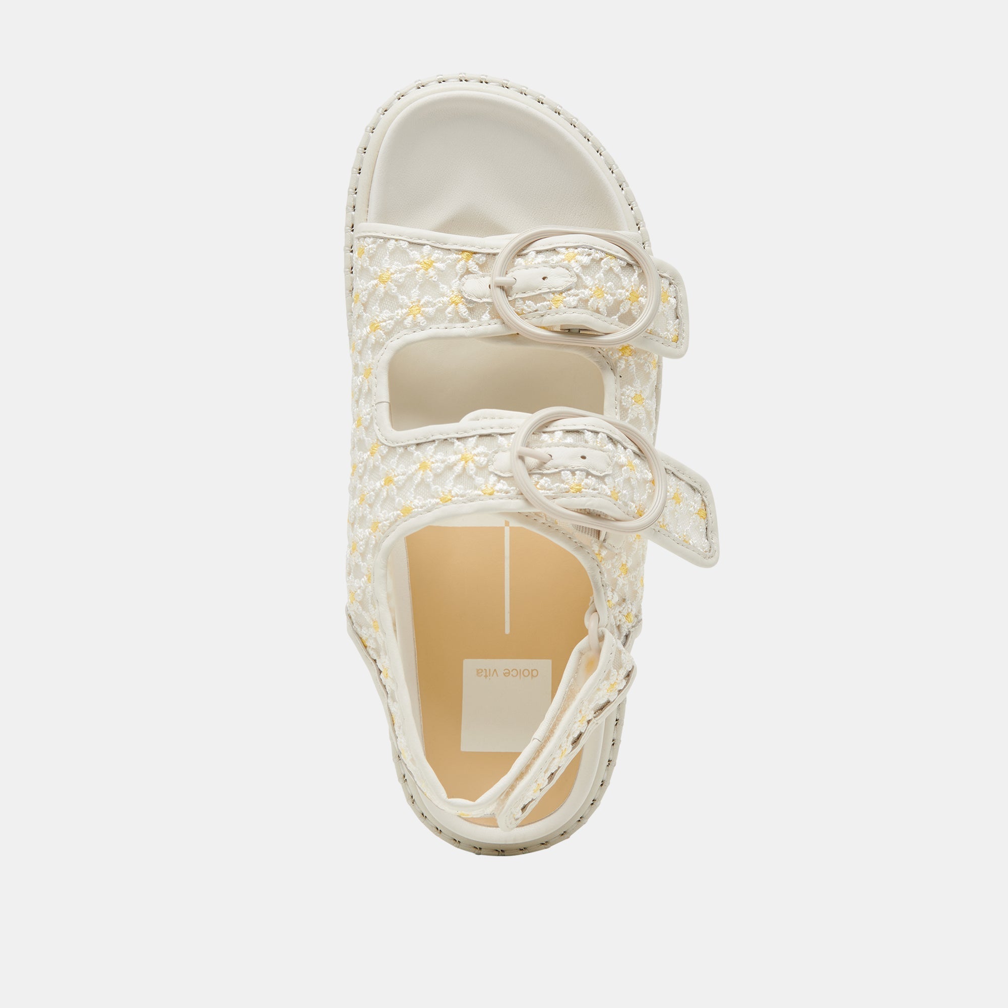 STUART FLORAL SANDALS WHITE YELLOW FLORAL MESH