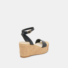 TALISA WEDGES BLACK LEATHER