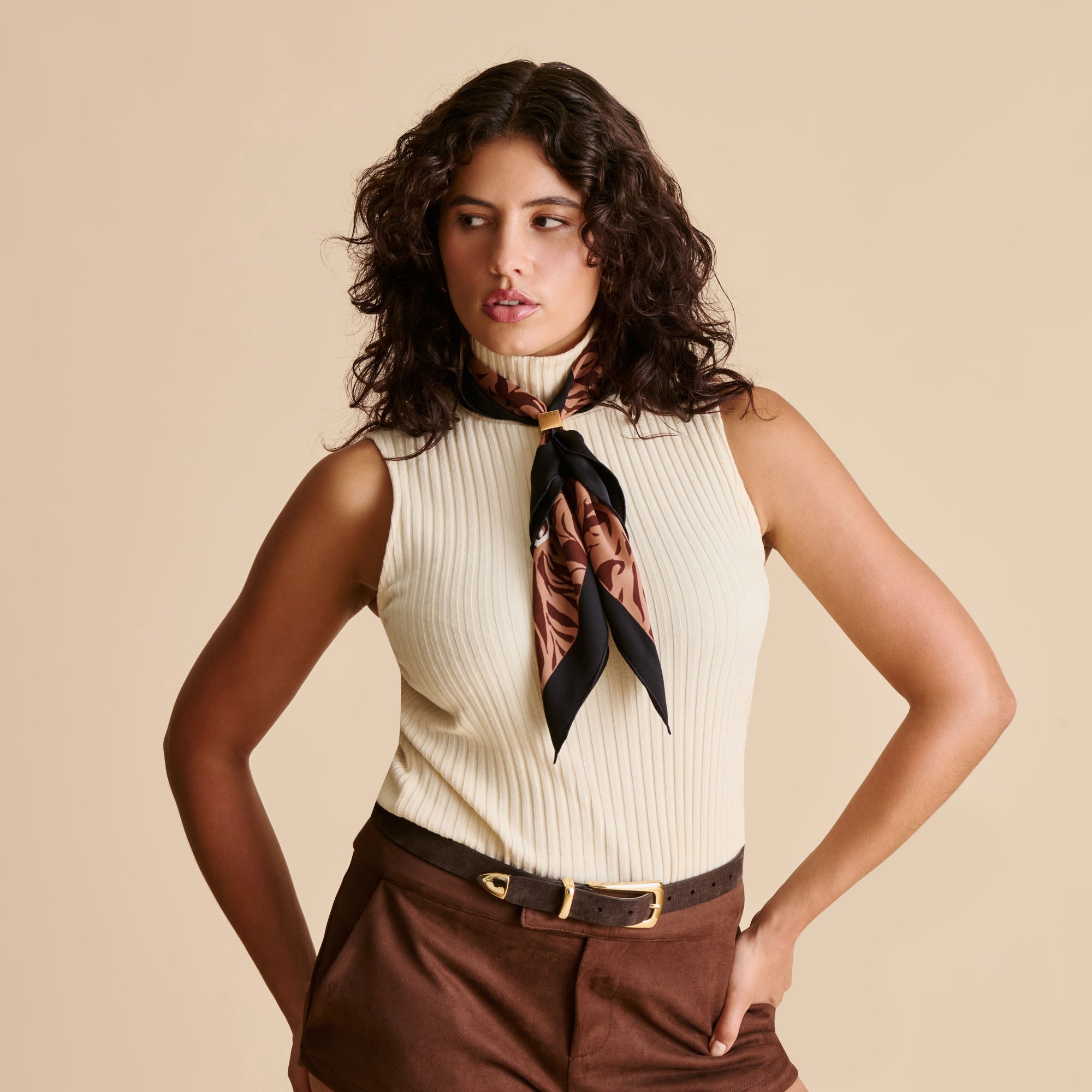 ANIMAL PRINT SCARF BROWN MULTI