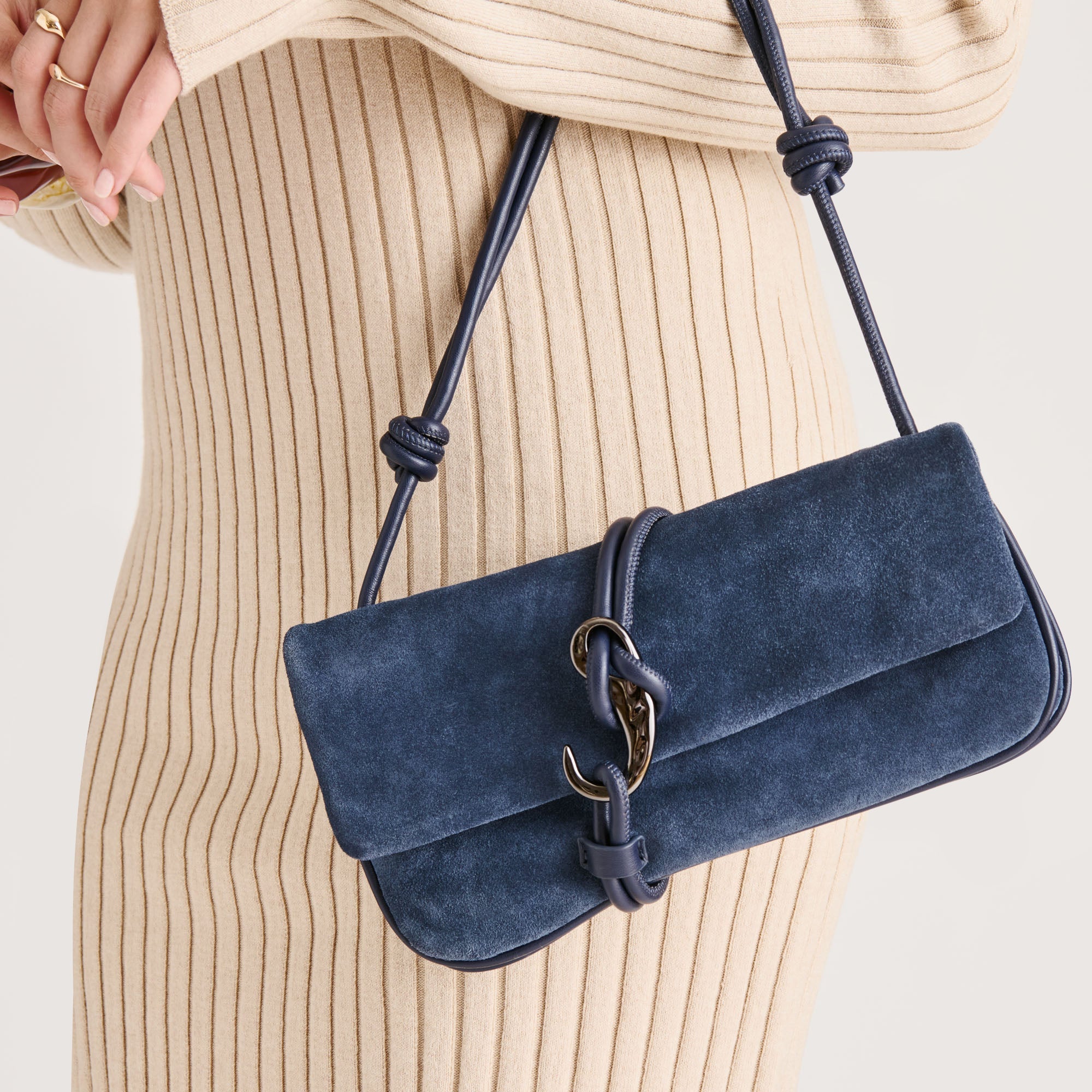 ALICE SHOULDER BAG NAVY SUEDE