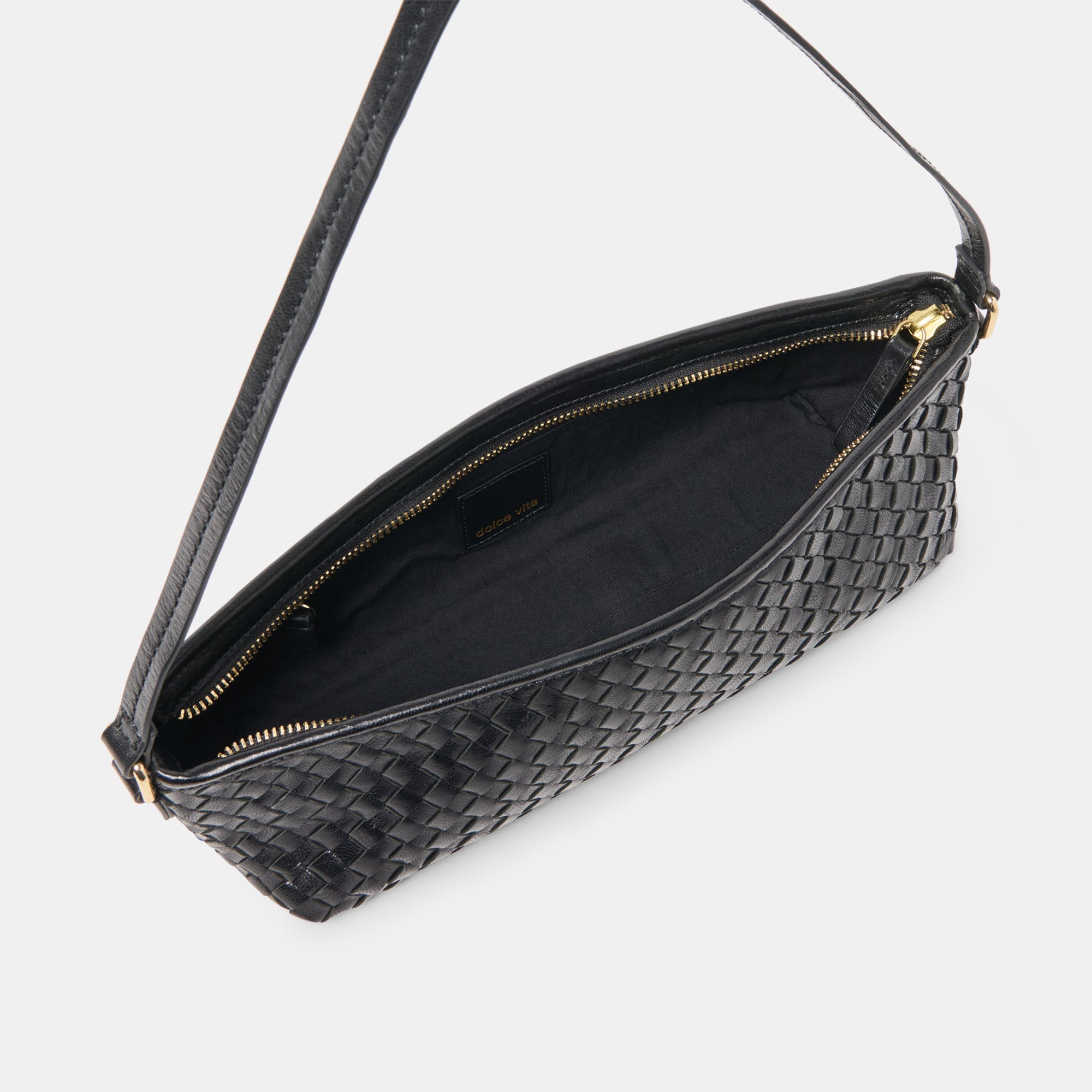 SAVAII WOVEN SHOULDER BAG BLACK WOVEN LEATHER