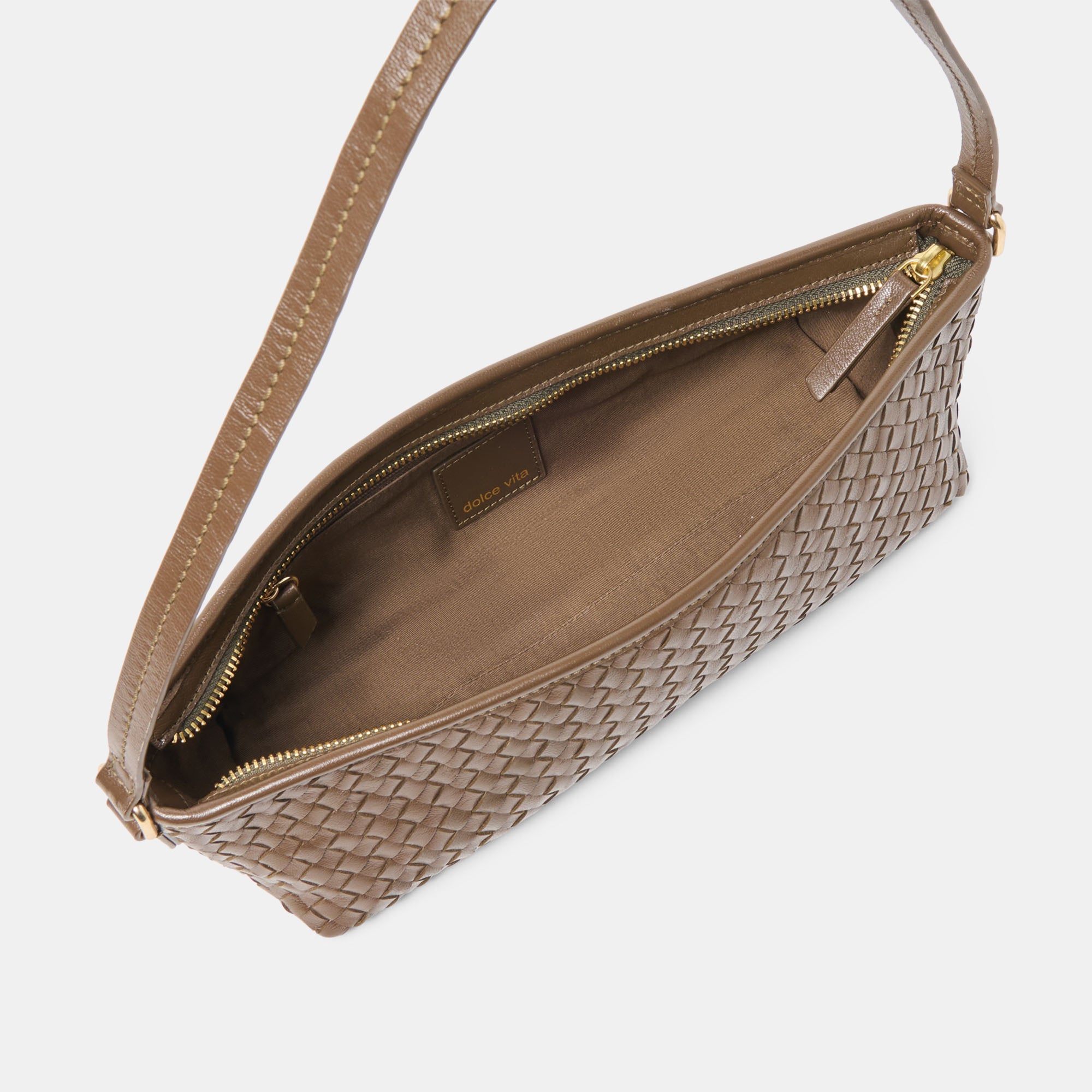 SAVAII WOVEN SHOULDER BAG BROWN WOVEN LEATHER