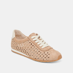 DANIE EYELET PERF SNEAKERS CAMEL SUEDE