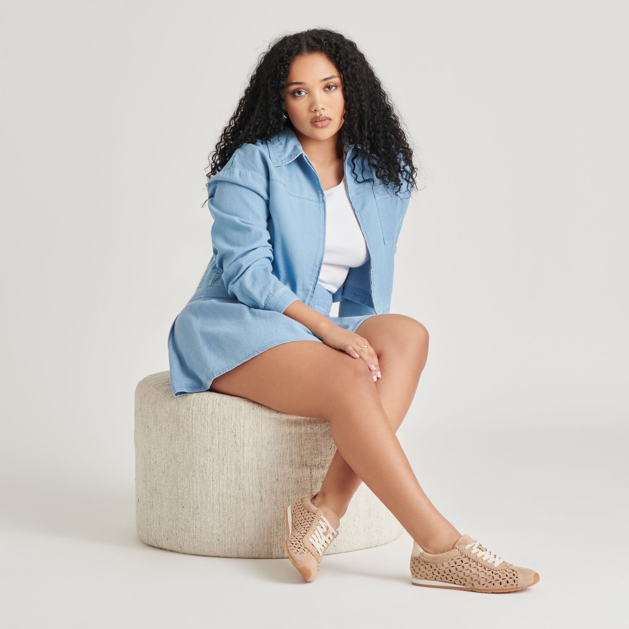 DANIE EYELET PERF SNEAKERS CAMEL SUEDE