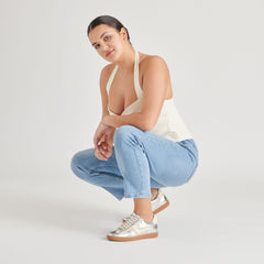 NOTICE LACE SNEAKERS SILVER DISTRESSED LEATHER