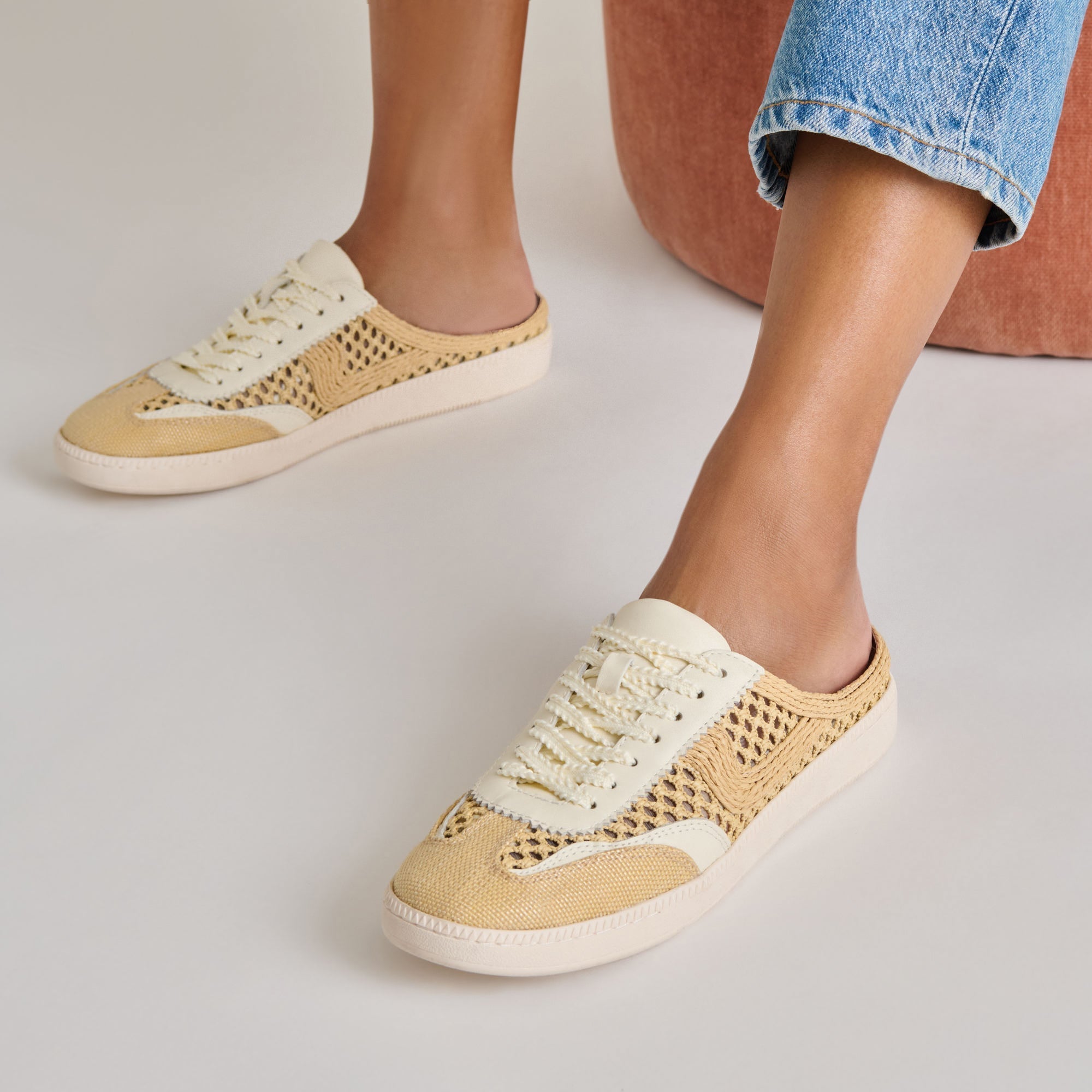 NOTICE SLIDE WOVEN SNEAKERS LT NATURAL WOVEN RAFFIA