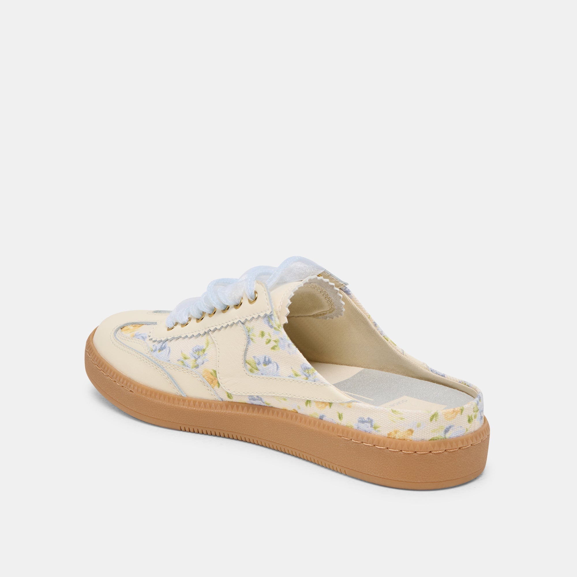 NOTICE SLIDE SNEAKERS BLUE FLORAL LEATHER