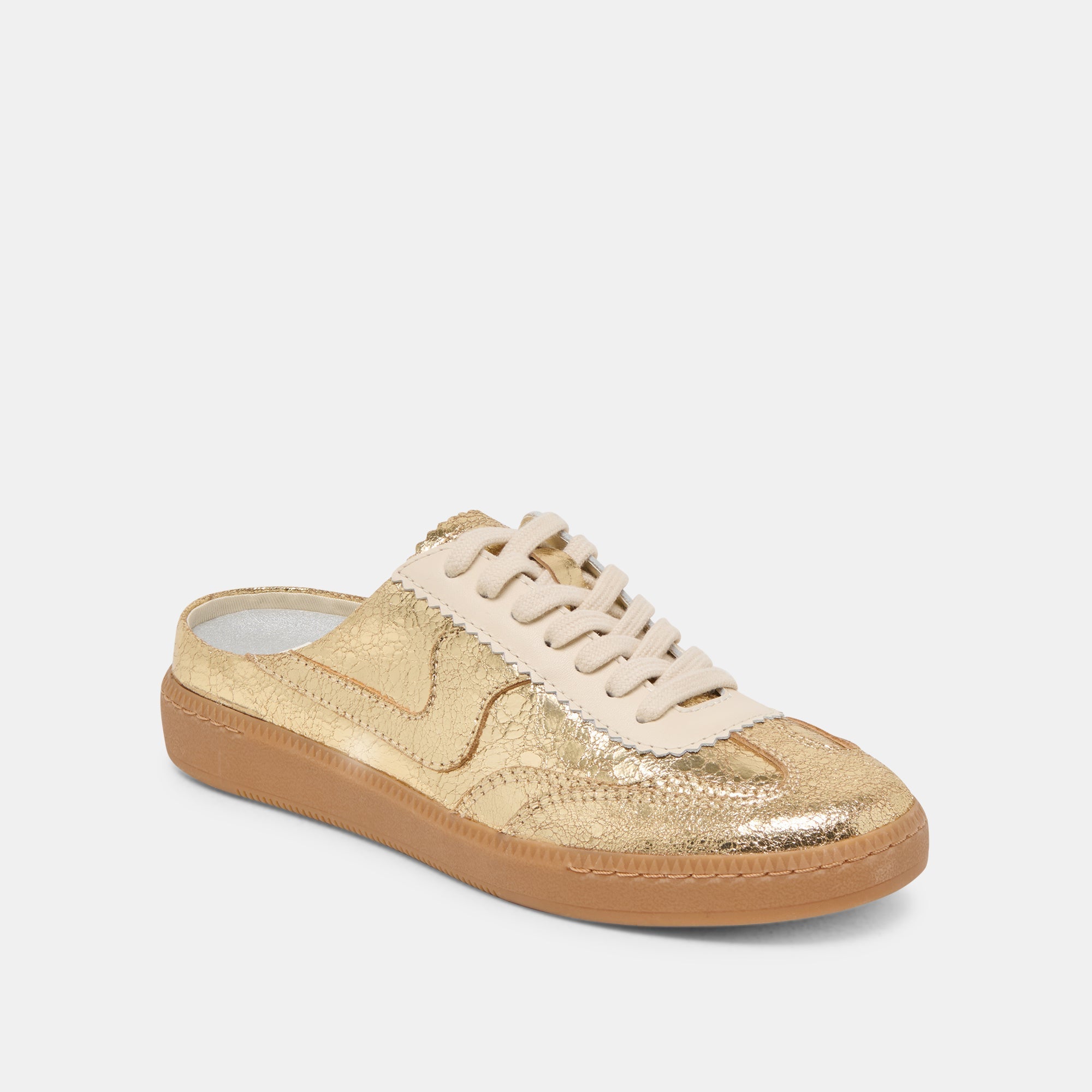 NOTICE SLIDE SNEAKERS GOLD DISTRESSED LEATHER