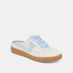 NOTICE SLIDE SNEAKERS WHITE BLUE EYELET