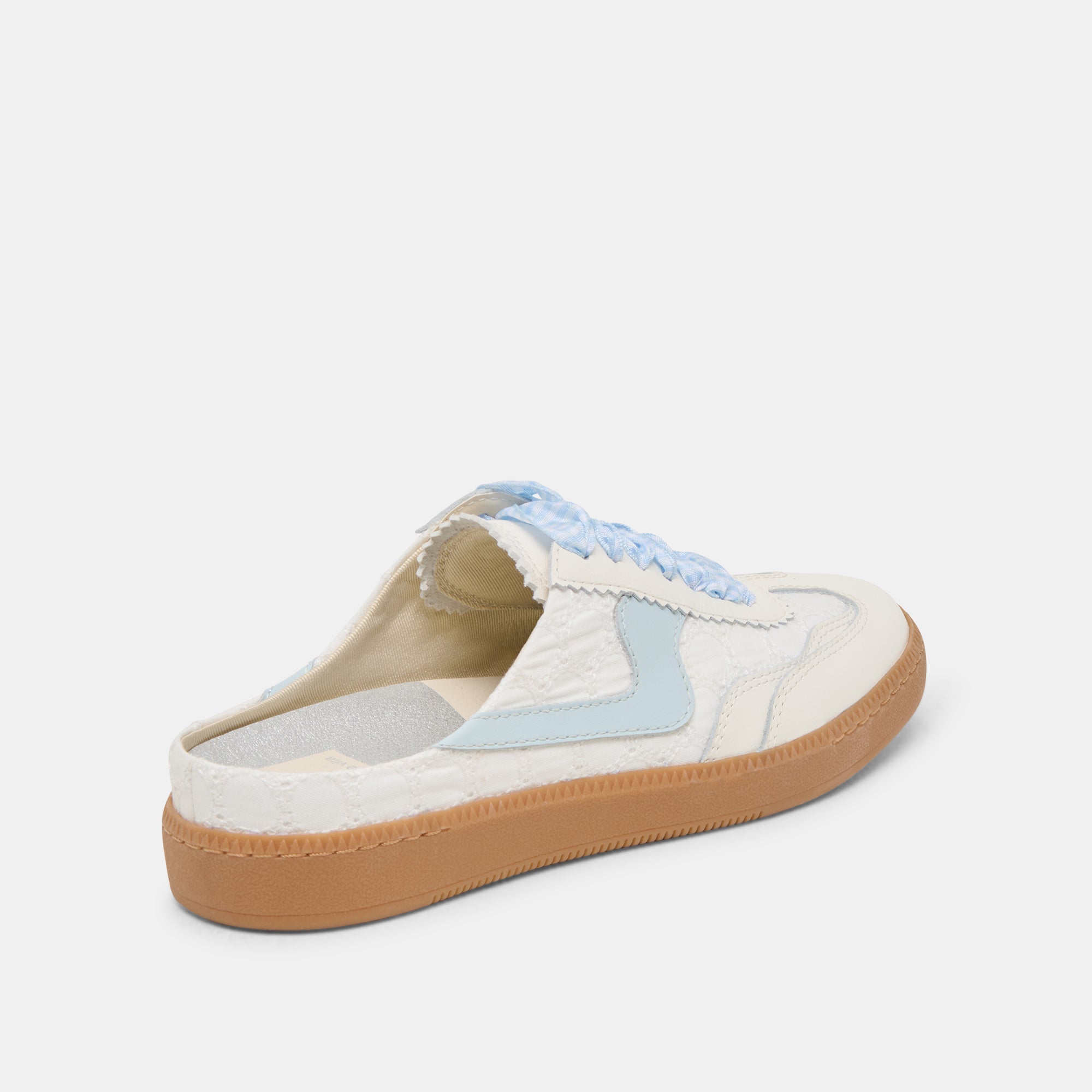 NOTICE SLIDE SNEAKERS WHITE BLUE EYELET