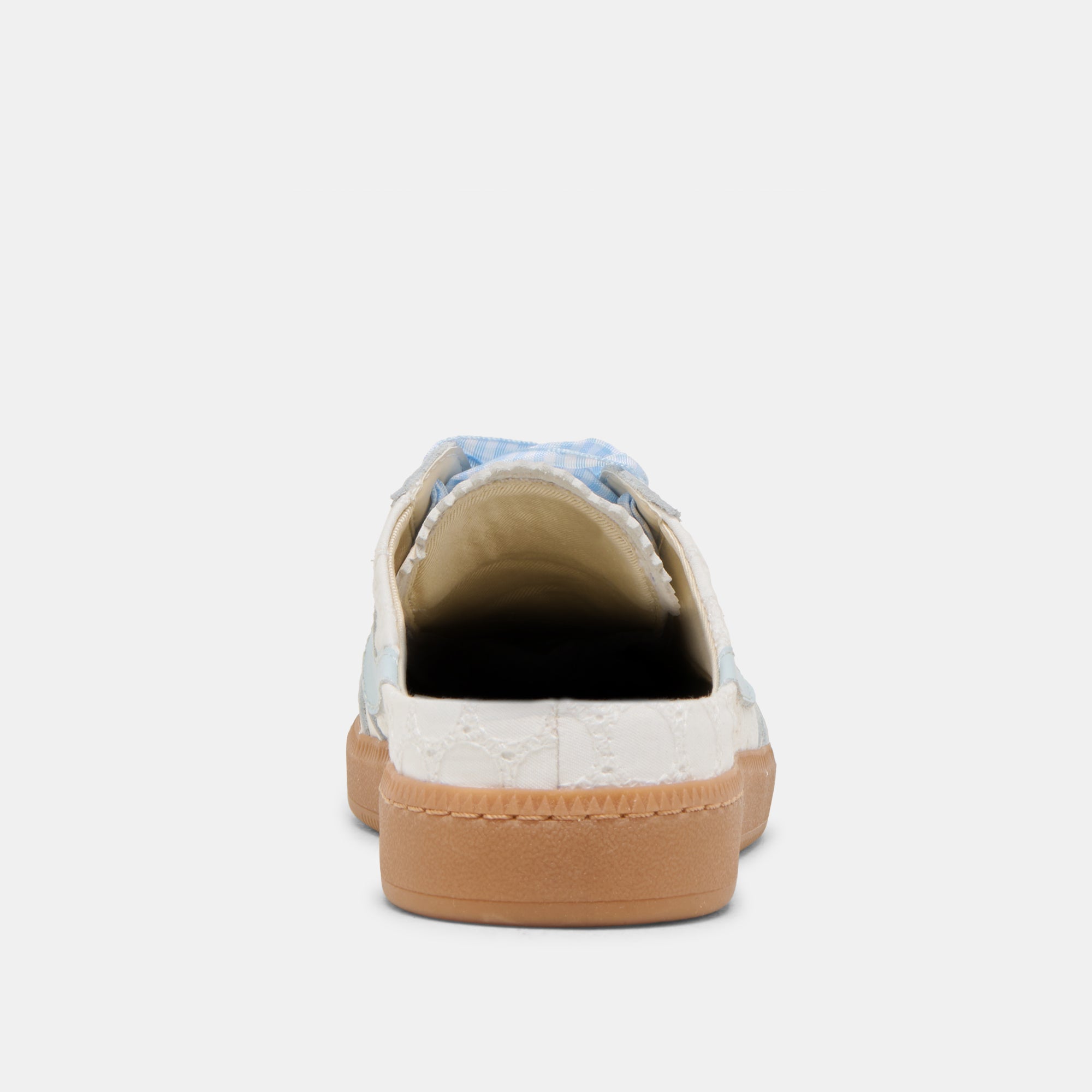 NOTICE SLIDE SNEAKERS WHITE BLUE EYELET