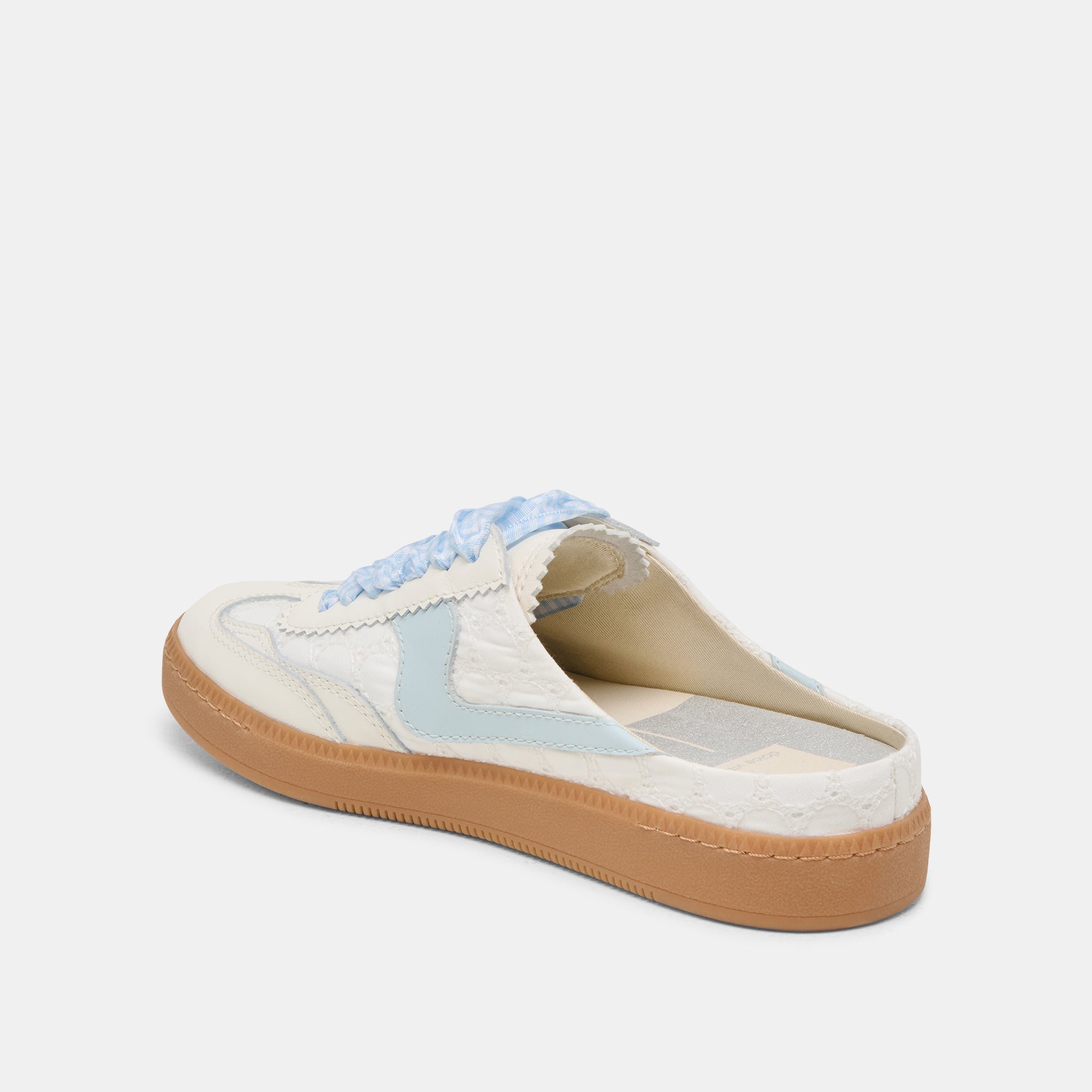 NOTICE SLIDE SNEAKERS WHITE BLUE EYELET