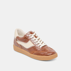 NOTICE STITCH  SNEAKERS COGNAC CROCO EMBOSSED LEATHER