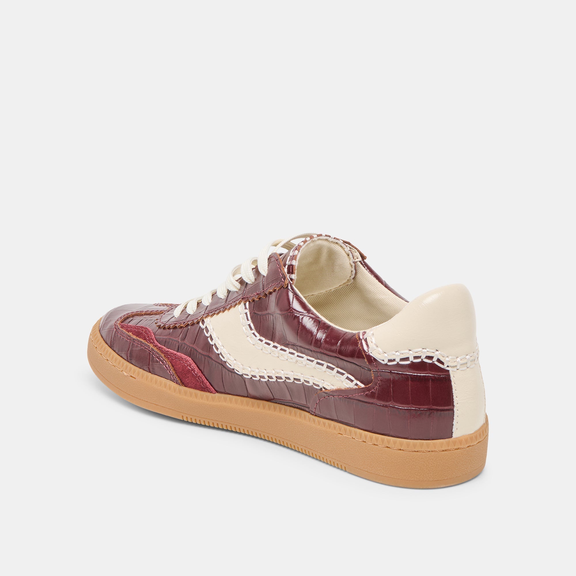 NOTICE STITCH SNEAKERS OXBLOOD CROCO EMBOSSED LEATHER
