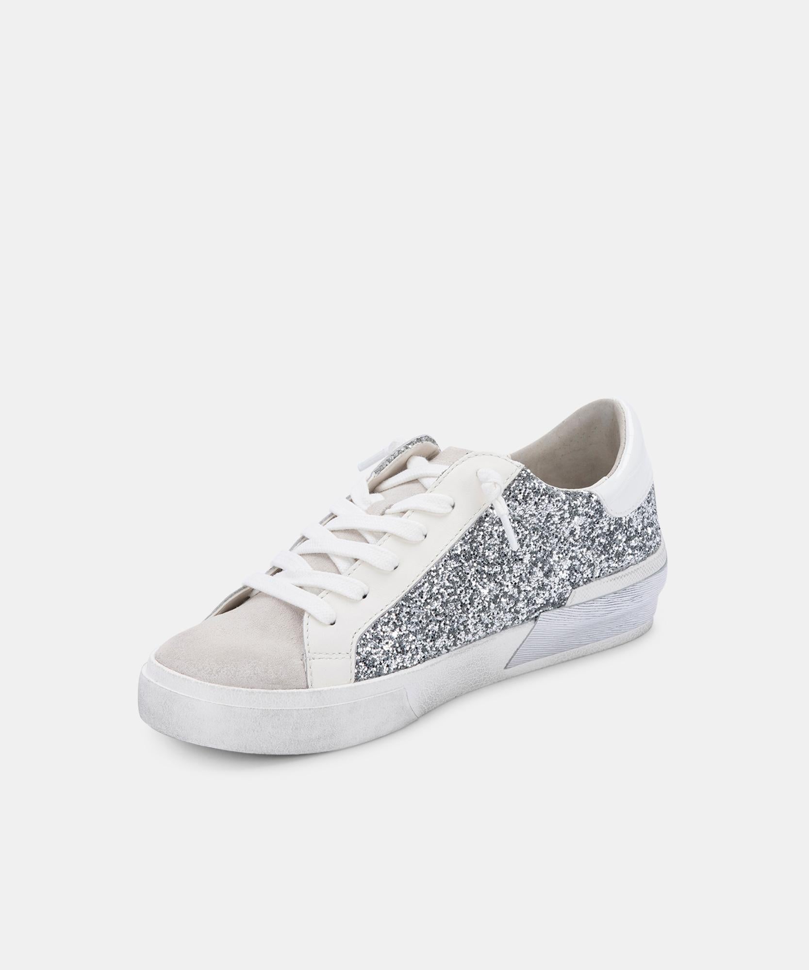 ZINA SNEAKERS IN SILVER GLITTER -   Dolce Vita