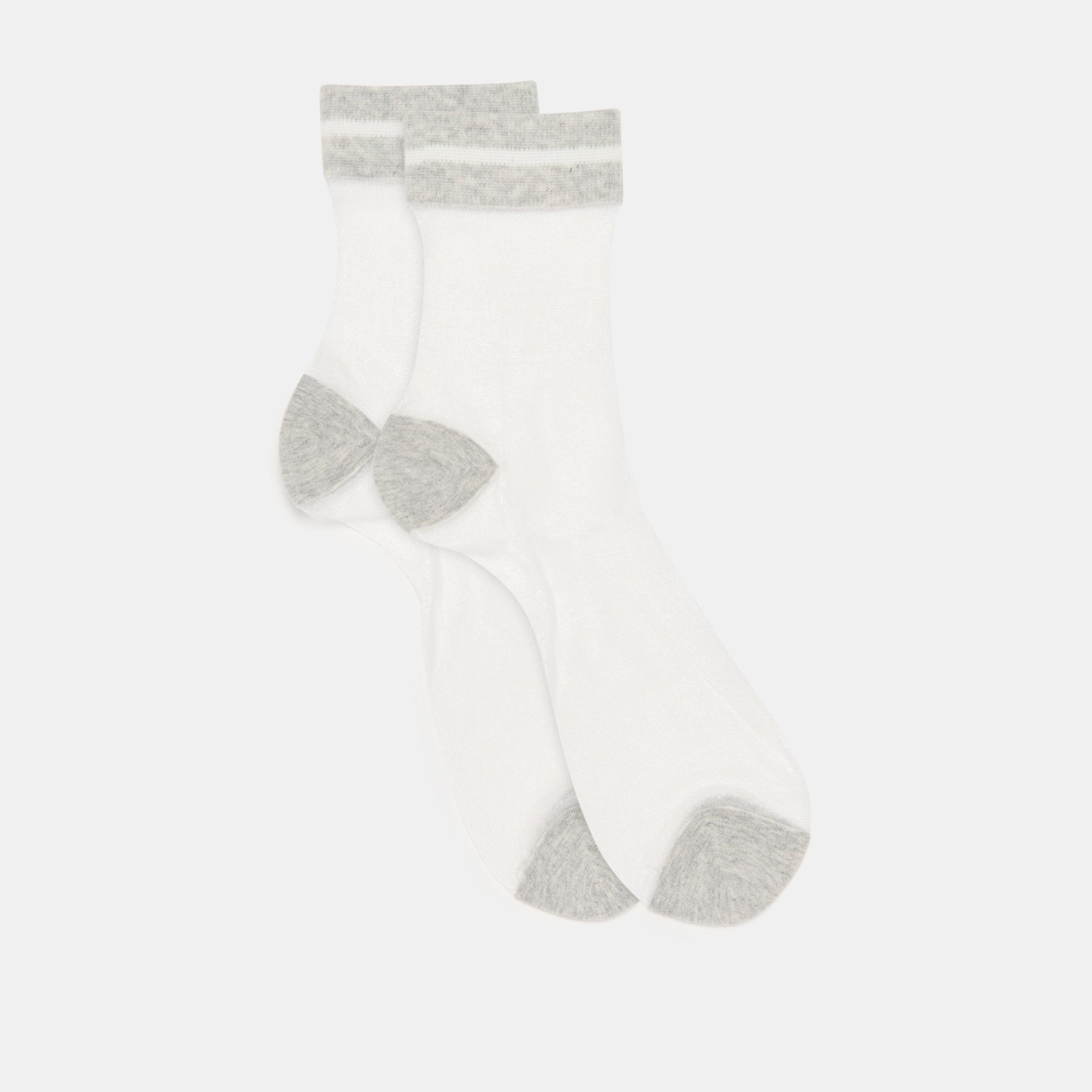 SHEER STRIPE CREW SOCKS 2 PACK BLACK GREY